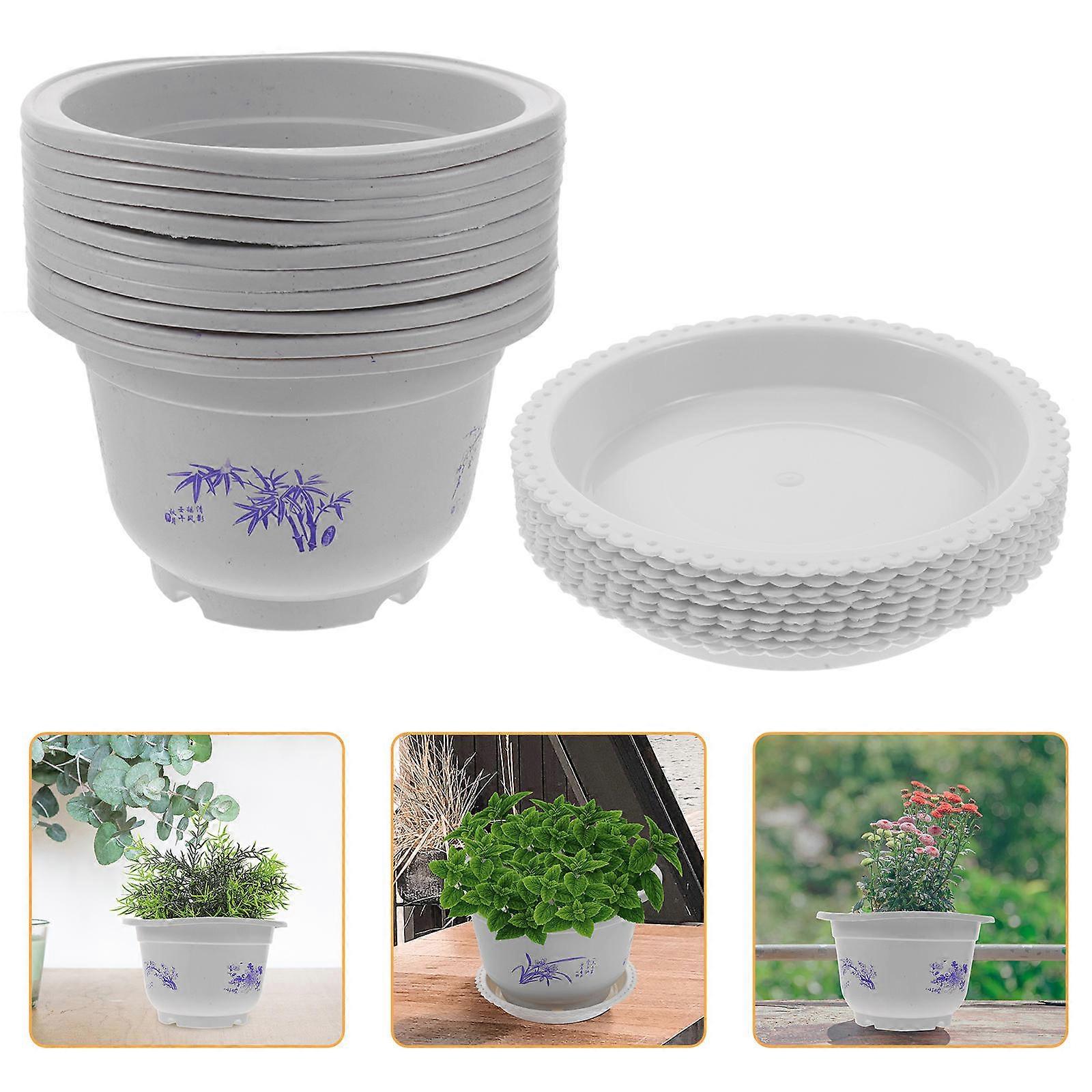 Round Nursery Pot White Color 14X9CM Size Household Planter Pot Planting 10Pcs