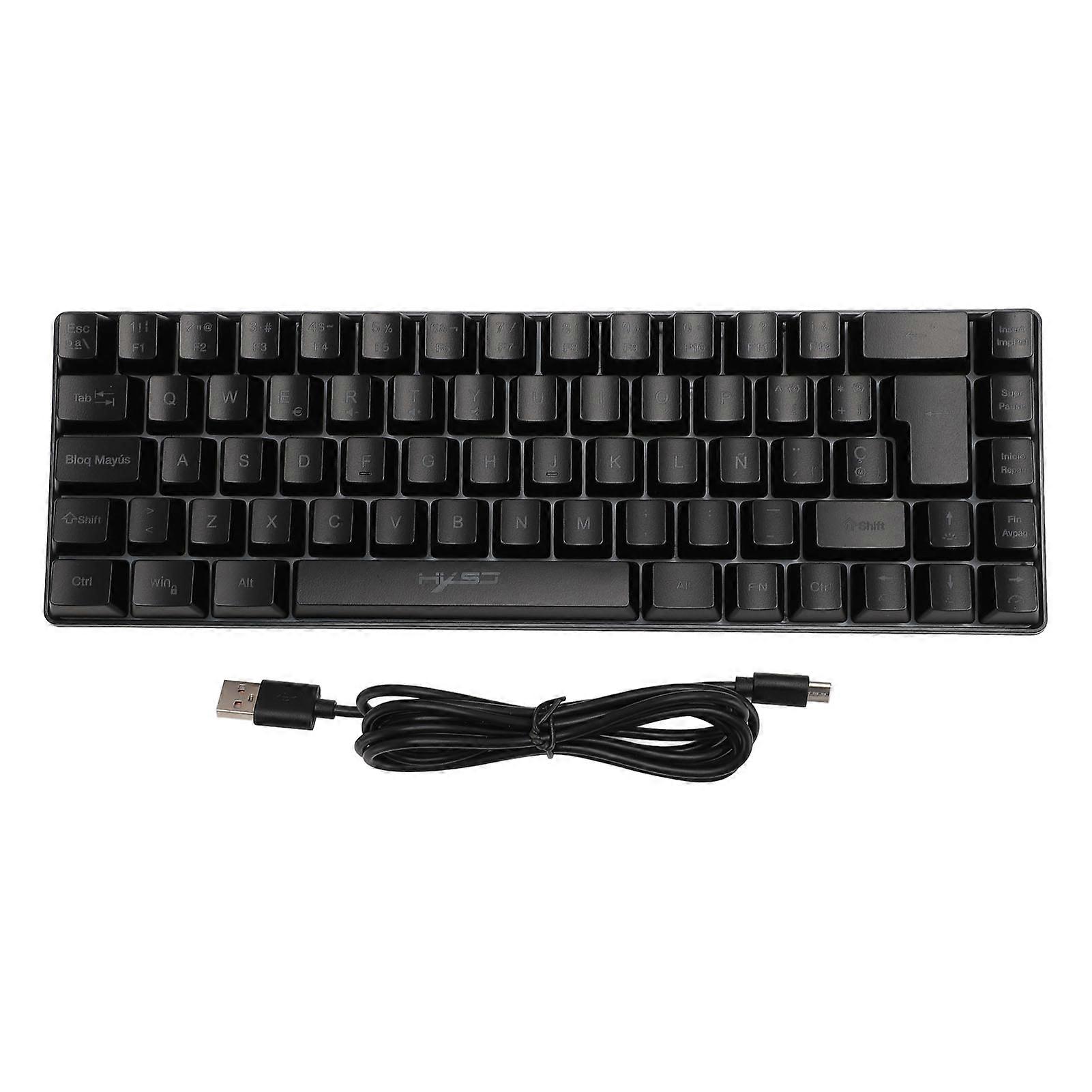 68 Keys Wired Gaming Keyboard USB2.0 RGB Backlight Ergonomic Mechanical Gaming Keyboard for Win 2000 XP 7 8 10 Vista 32bit Black
