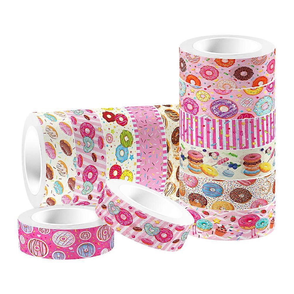 Washi Tapes Diy Notebook Washi Tape Set With Cute Donut Pattern For Journaling And Handmade Crafts Assorted Color Washi Paper 12 Rolls