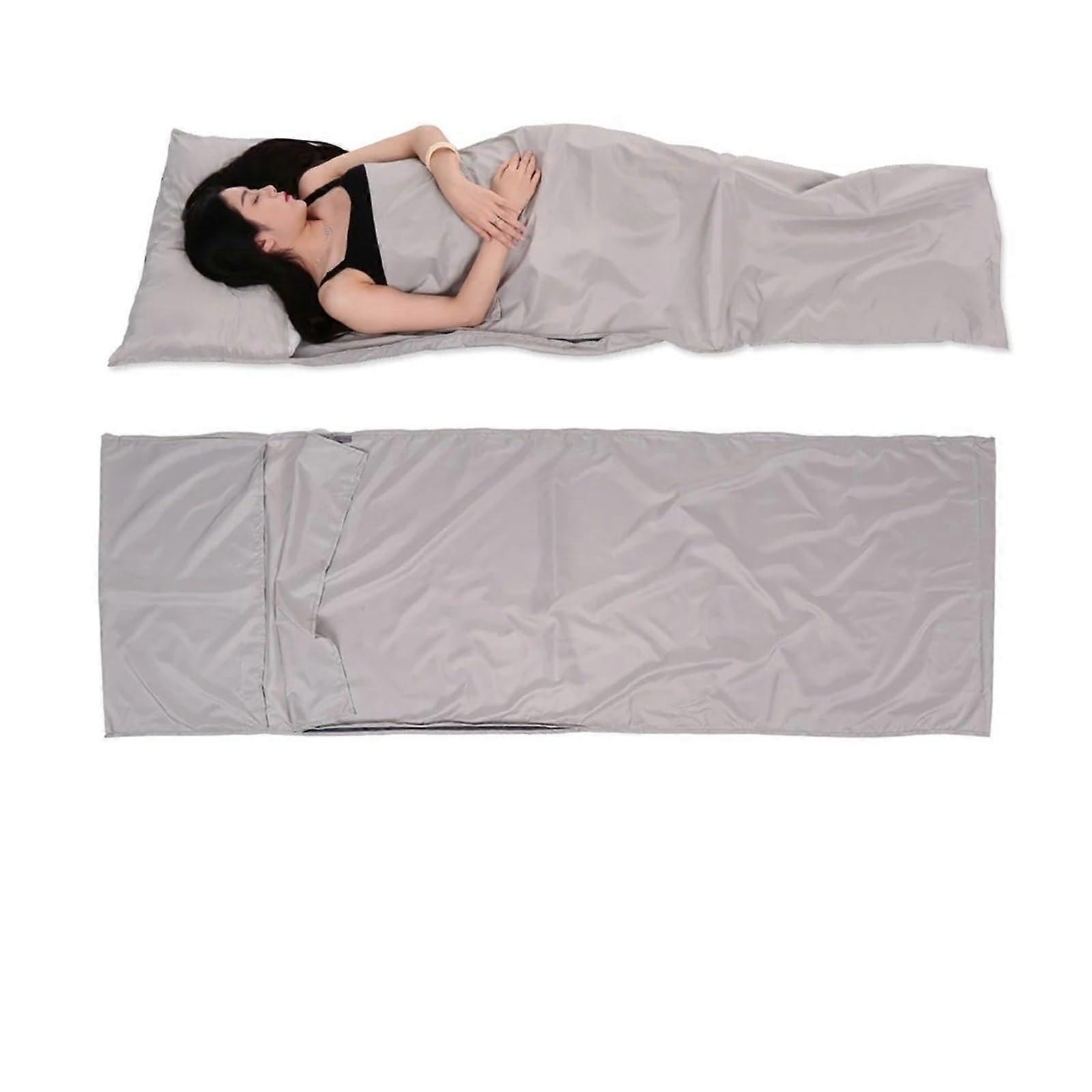 Portable Sleeping Bag 70 * 210CM, Outdoor Travel Camping Hiking Polyester Healthy Sleeping Bag Liner with Pillowcase, Khaki