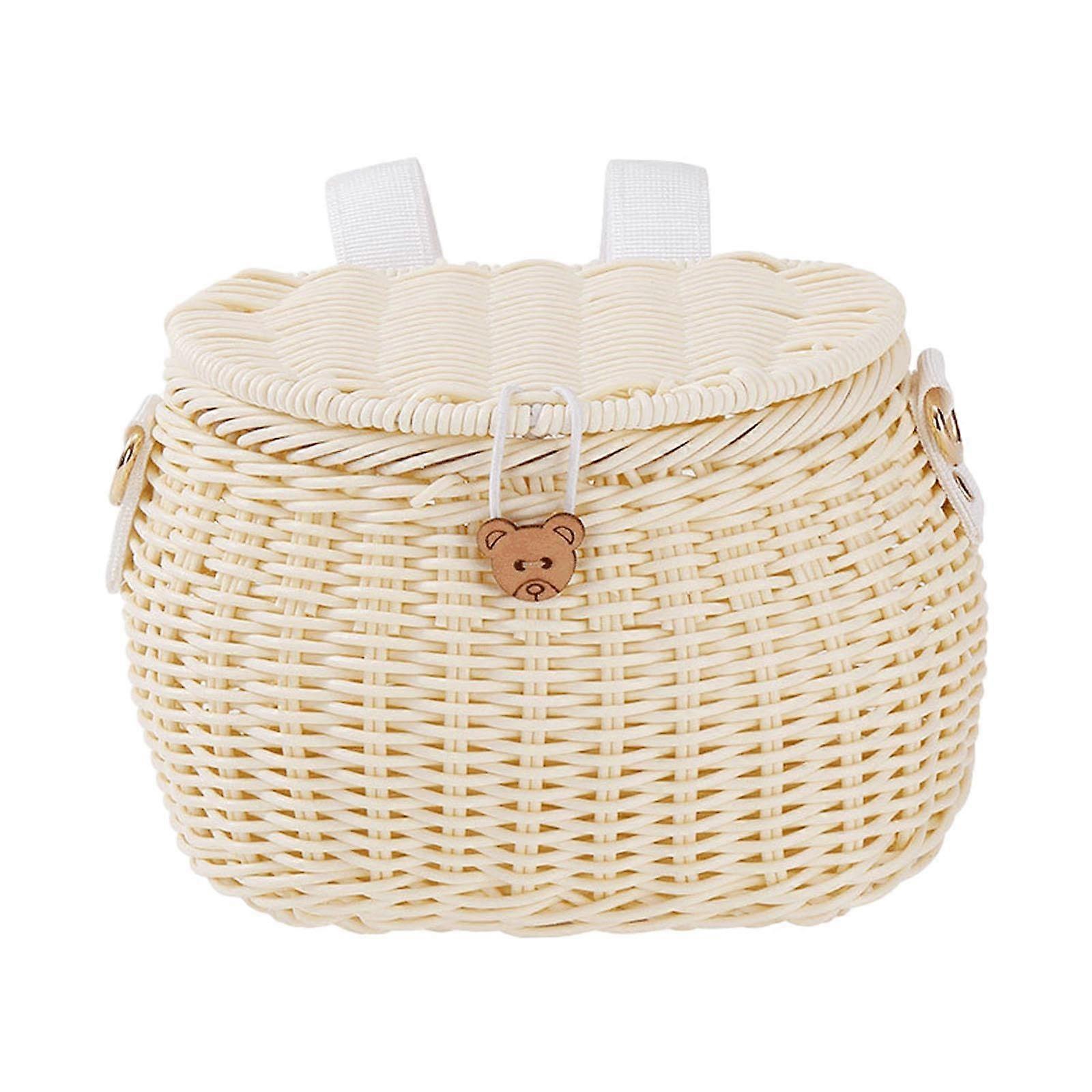Kids Bike Cork Handlebar Basket Portable Shoulder Bag with Lid, Adjustable Strap for Balance Bike, Durable and Lightweight Design