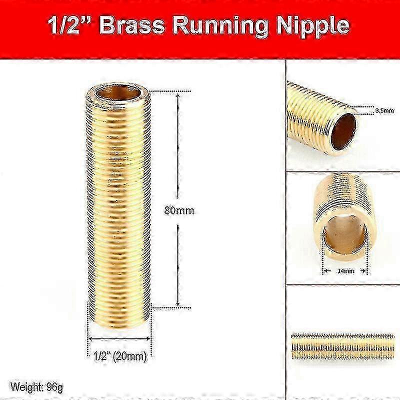 1/2 inch brass pipe nipple with cut-through threads