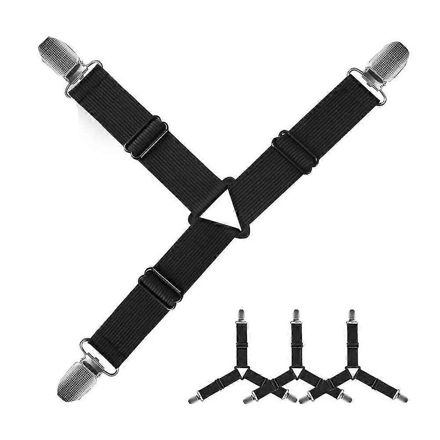 Grip Nonslip Bed Sheet Strap,Adjustable Elastic Fasteners with Iron Clips,Bedsheet Holder for Fitted