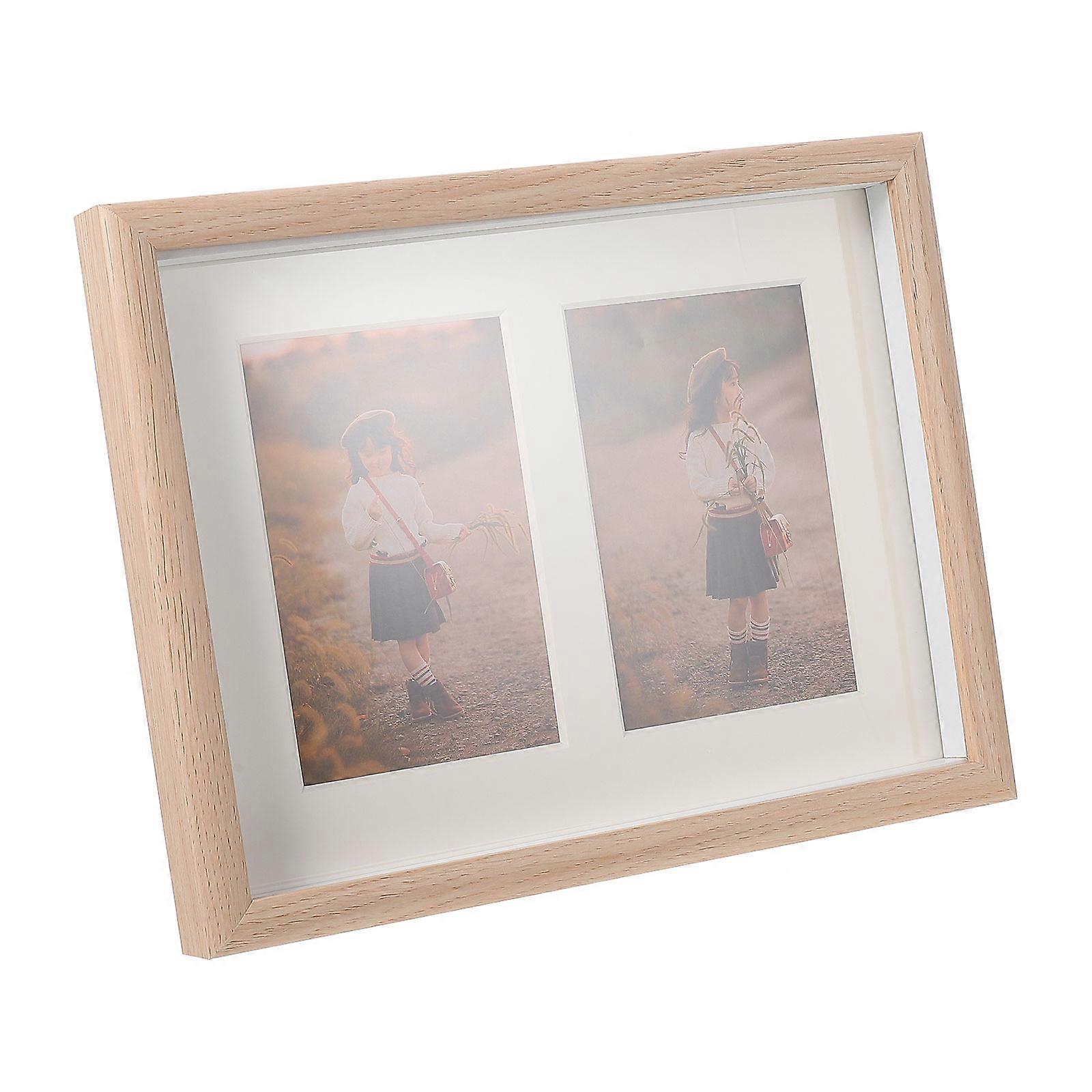 Photo Frames Tabletop Picture Frame Wooden Display Holder Office Use Rectangular Simple Design Brown 29X23cm Store Photos 1Pcs