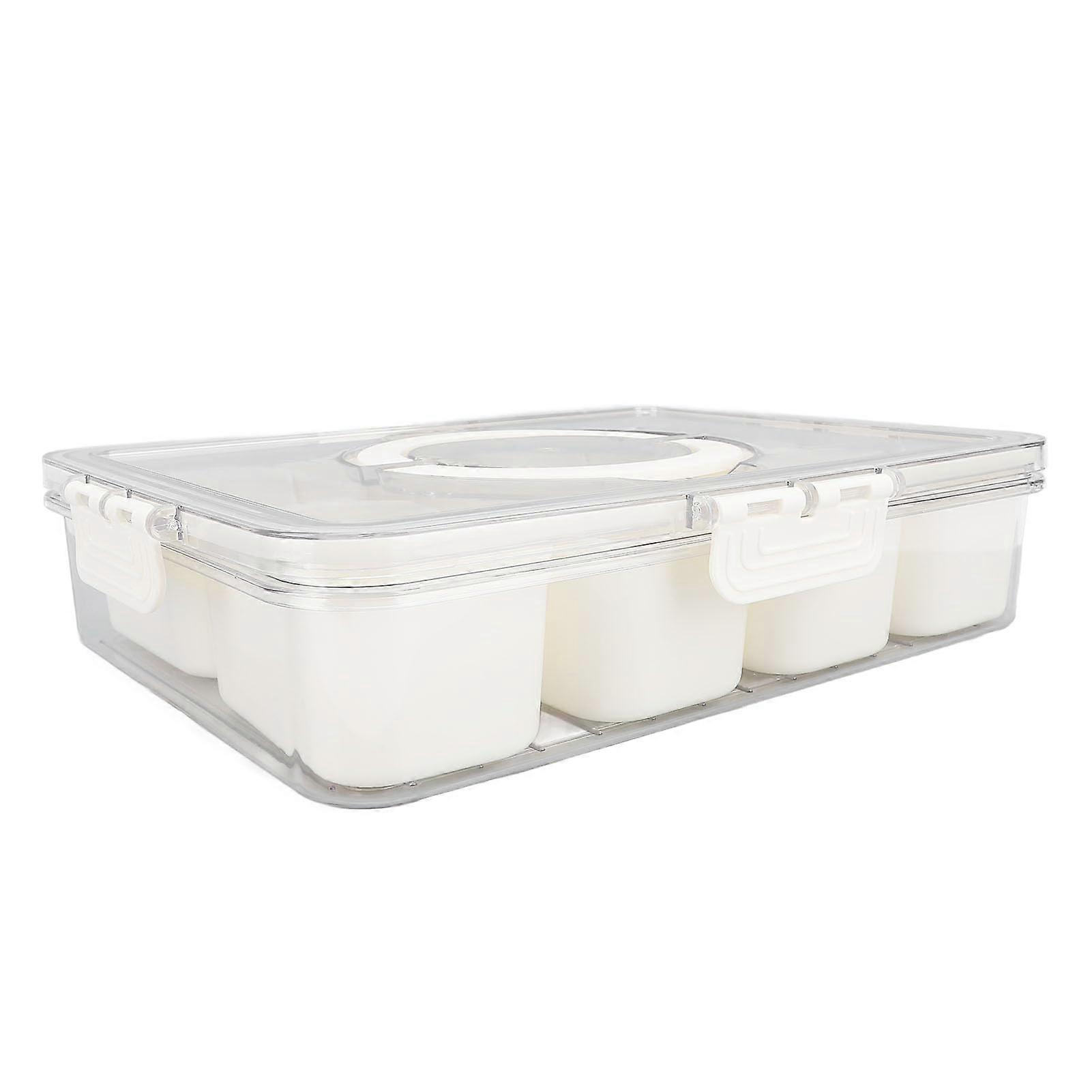 Divided Serving Box with Removable Transparent Lid, 8 Compartment Storage Container, BPA-Free Plastic, Ideal for Meal Prep