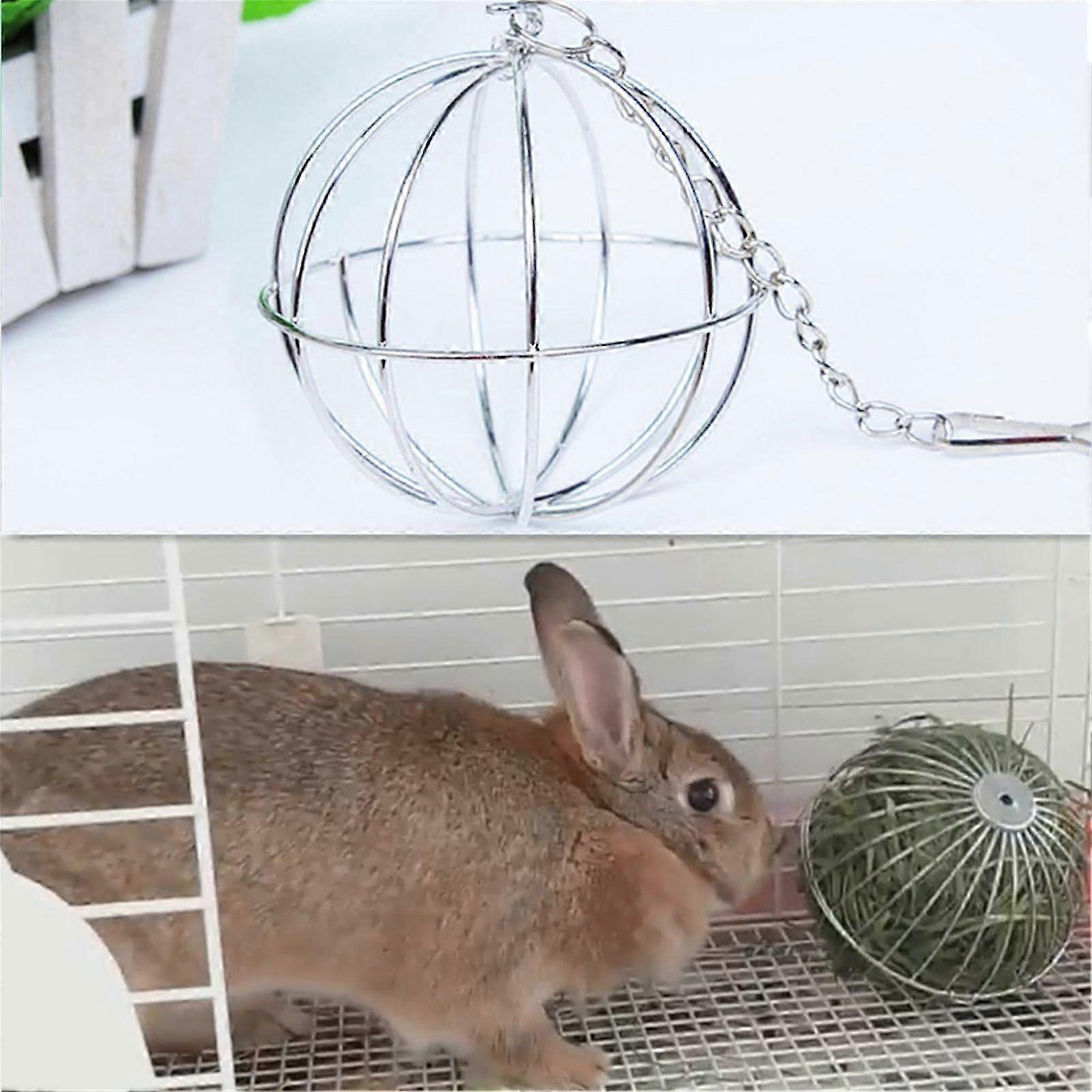Rustfrit stål rund kugle foder dispensere motion hængende høkugle marsvin hamster kanin galvanisering græsbold kæledyr legetøj
