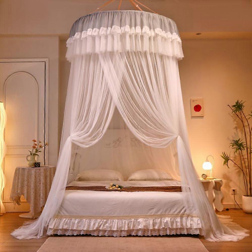 Mosquito net, lace princess canopy, large dome hanging bed net tent, breathable round canopy net, bed curtain, bedroom decoration, 2M x 2M A