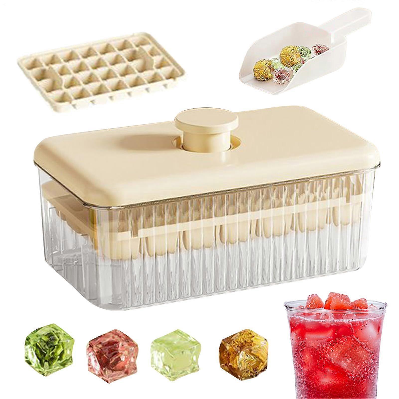 Ice cube container with lid for freezer, easy ice cube removal for drinks