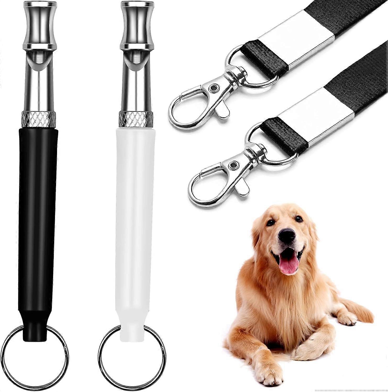2 Pack Dog Whistle to Stop Barking, Recall Training Whistle, Frequency Silent Dog Whistle, Adjustable AntiBarking Dog Whistle with Lanyard