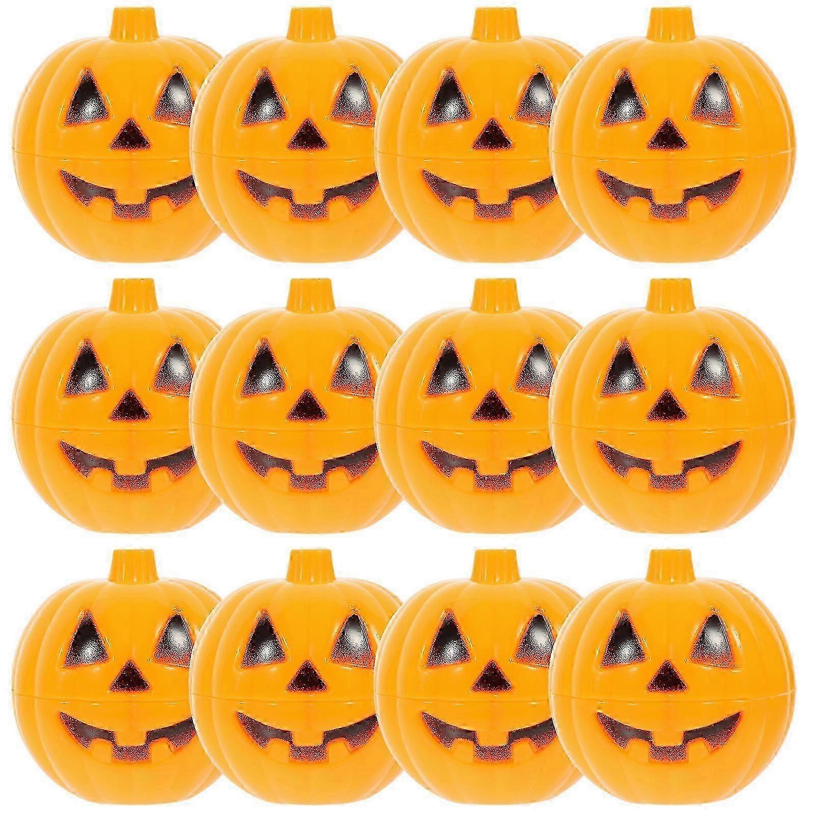 12pcs Plastic Pumpkin Shaped Storage Box Case Container Halloween Mini Gift Holder Props