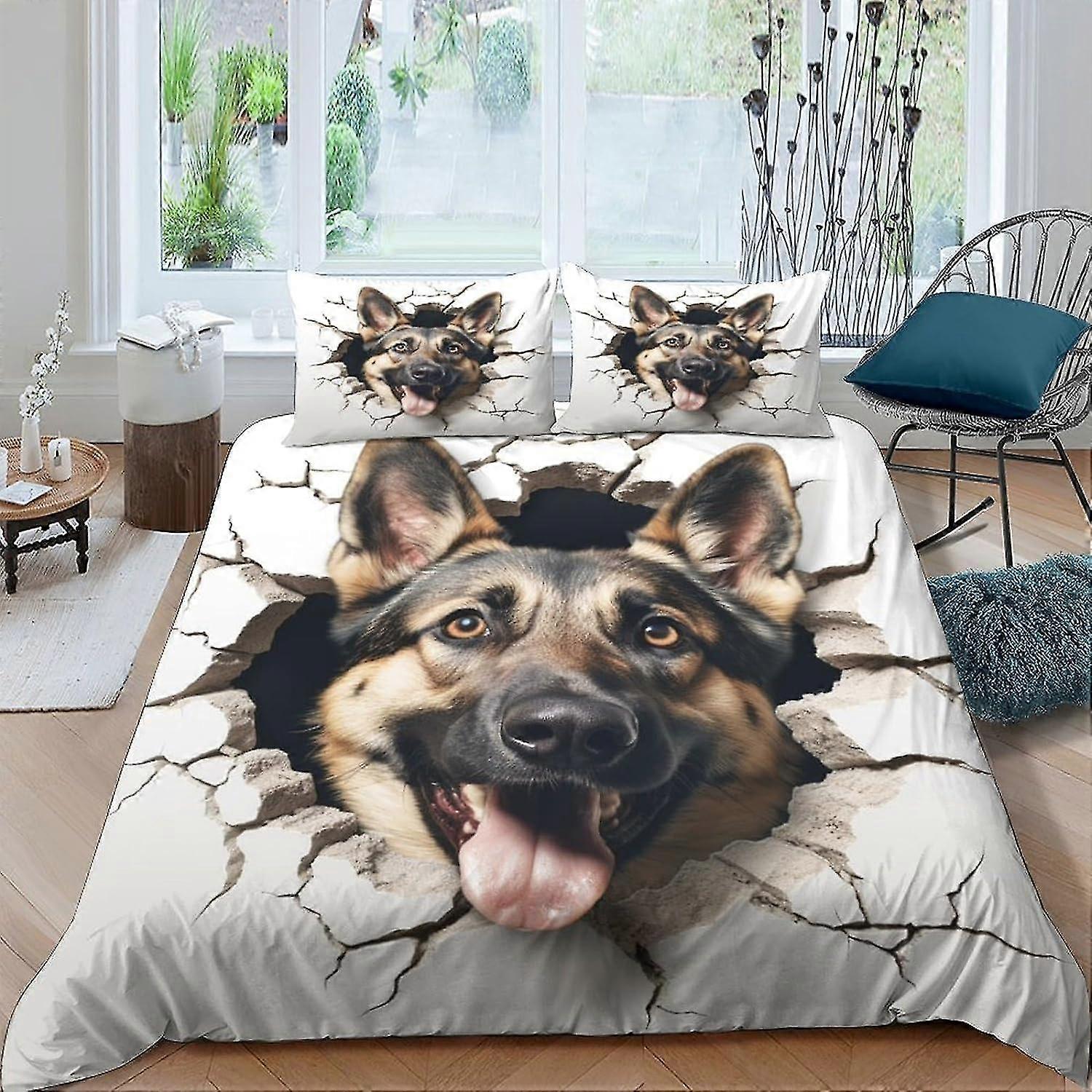 VCLUST Pet Dog Impresso Conjunto de Capa de Edredão Conjunto de Capa de Edredão Estilo Anime 3D Capa de Edredom 3 Peças para Crianças Adolescentes Meninos com Fecho de Zíper