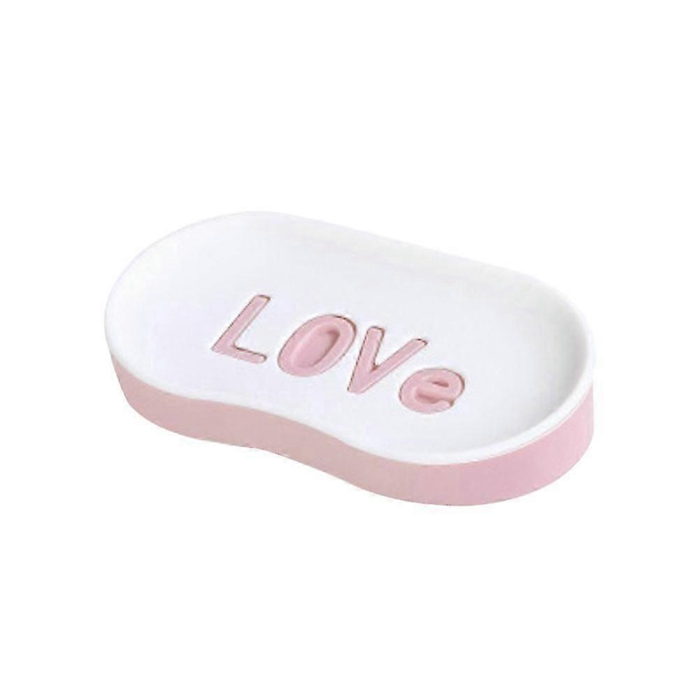 Plastic Soap Holder Dual Layer Soap Tray Pink 13.6x7.5x3cm Prevent Soap Soaking 1Pcs