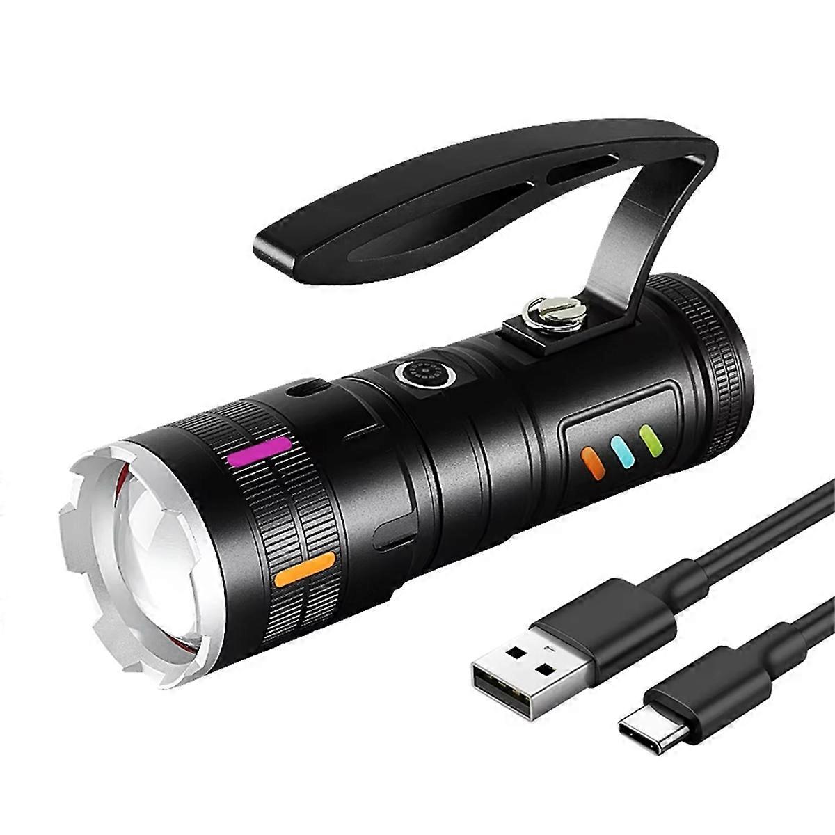 Ultra-Powerful 800W LED Flashlight, USB Rechargeable, Super Bright, Long Range, Torch for Fishing and Camping