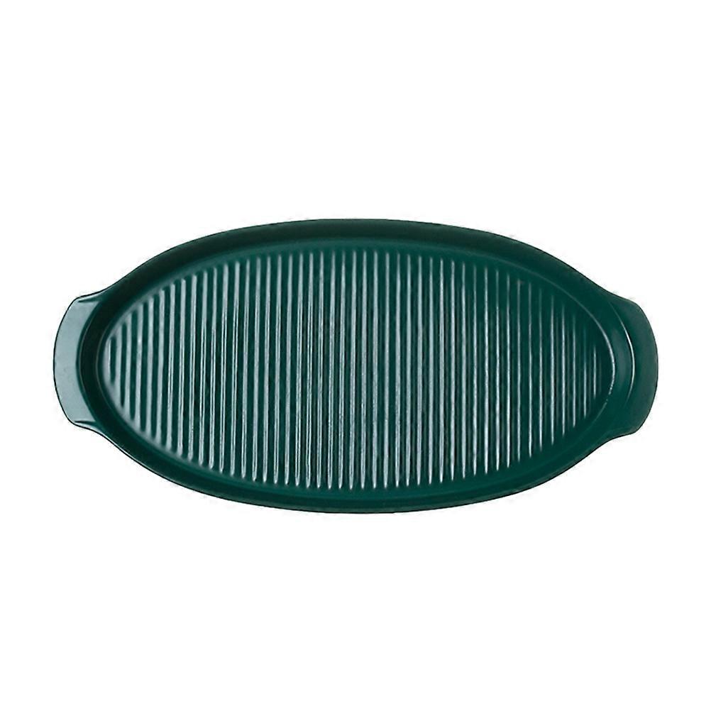 Ceramic Baking Dish with Handles, Small Oval Serving Dish for Baking, Sushi, Microwave Safe, Elegant Design, Deep Green Color, Home Use