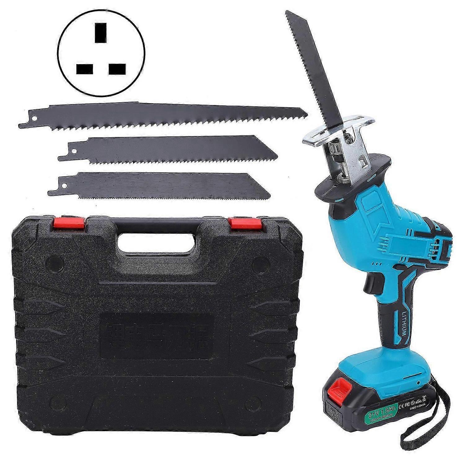 Electric Reciprocating Saw Lithium Battery Portable Outdoor Logging Chainsaw AC100240VUK Plug