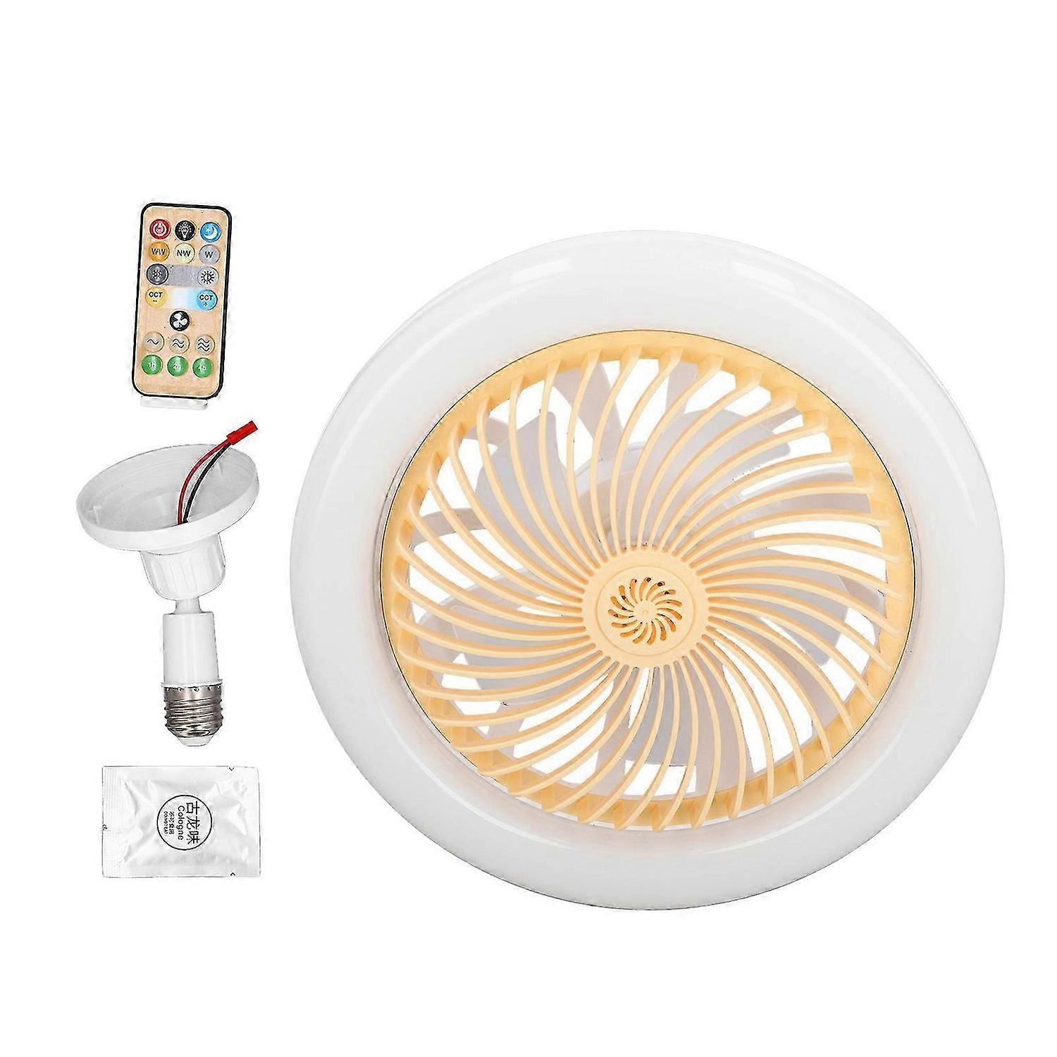 LED Fan Light E27 Thread Foldable Remote Control Aromatherapy Ceiling Fans with Light 85265V Yellow