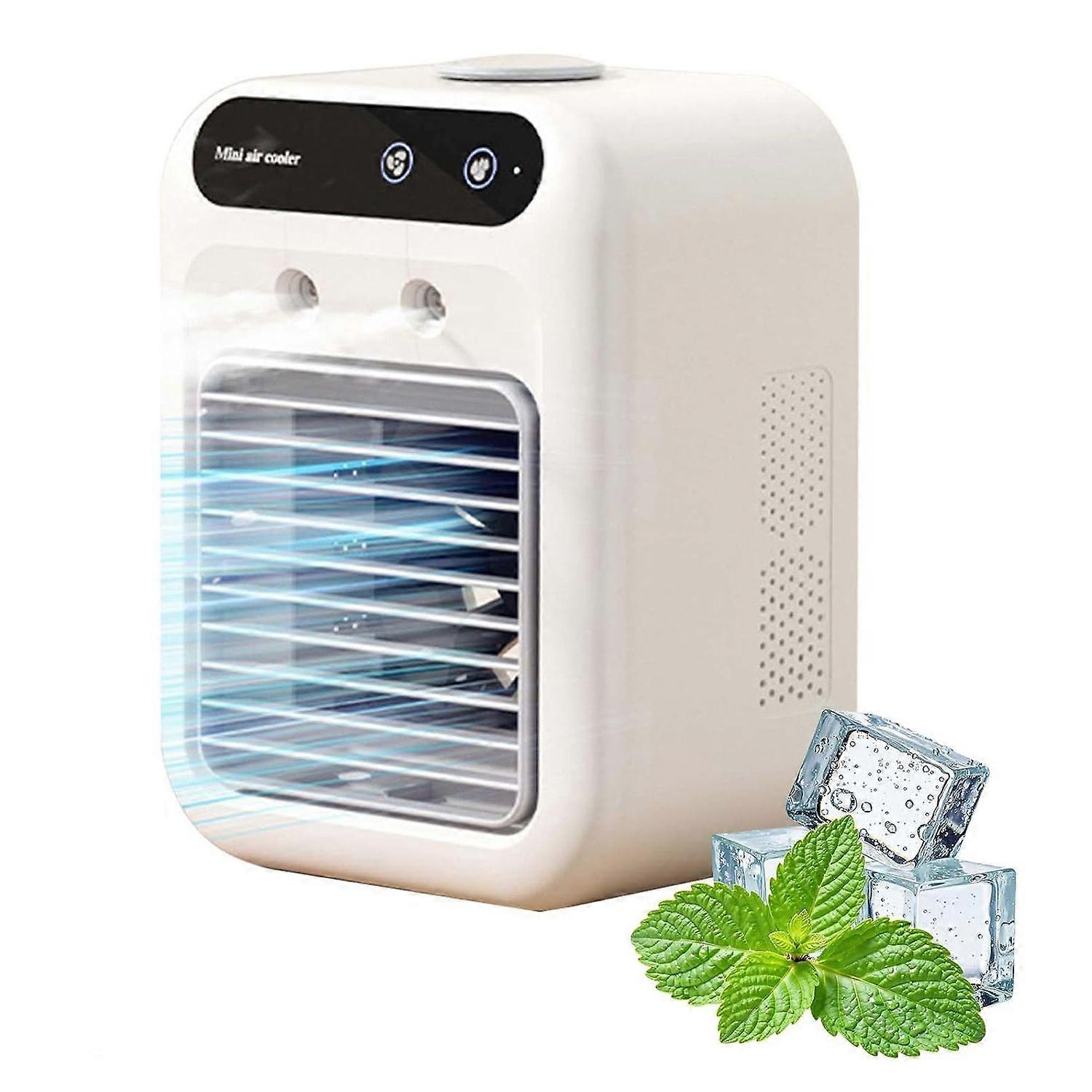Portable Air Conditioners, Instant Cooling Mini Battery Powered Fan, 2 Wind Speeds & Humidifier Mist USB Portable AC, Mini AC for Bedroom, Office and 