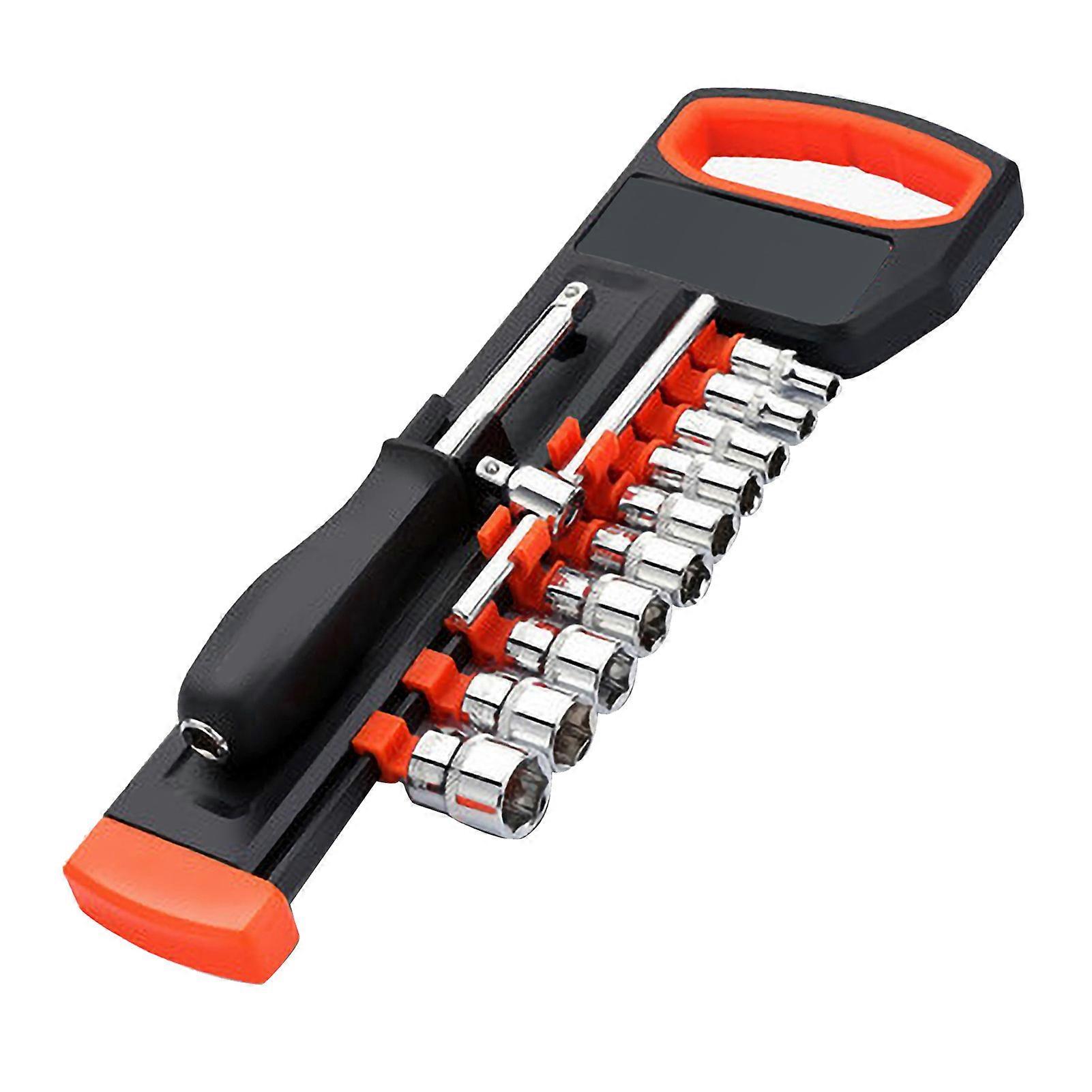 Multifunctional 1/4in Drive Ratchet Wrench Auto Repair Quick Release Socket Spanner Set