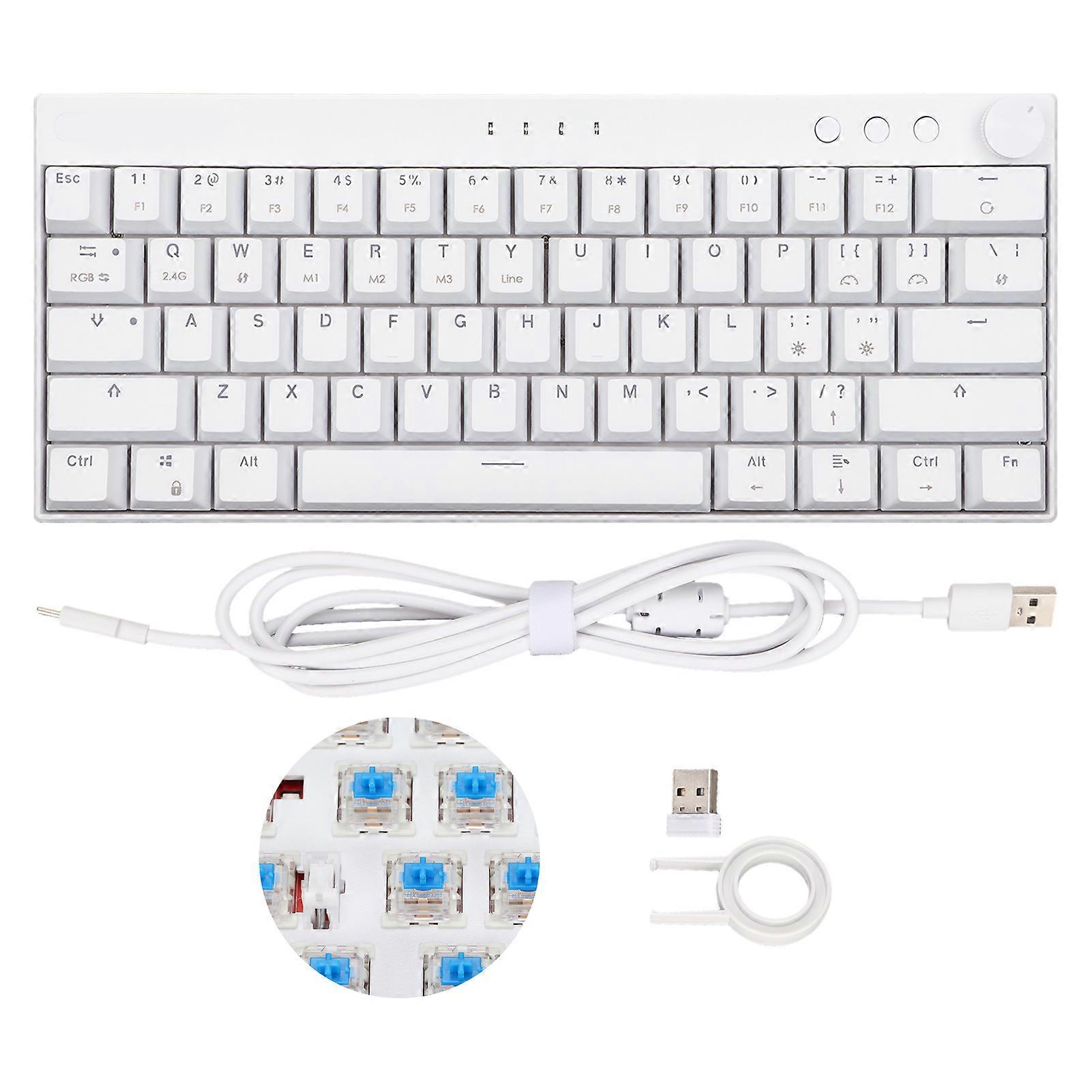 Mechanical Three Modes 61 Keys RGB Backlight Wireless 2.4G Mechanical Keyboard for Office Gaming