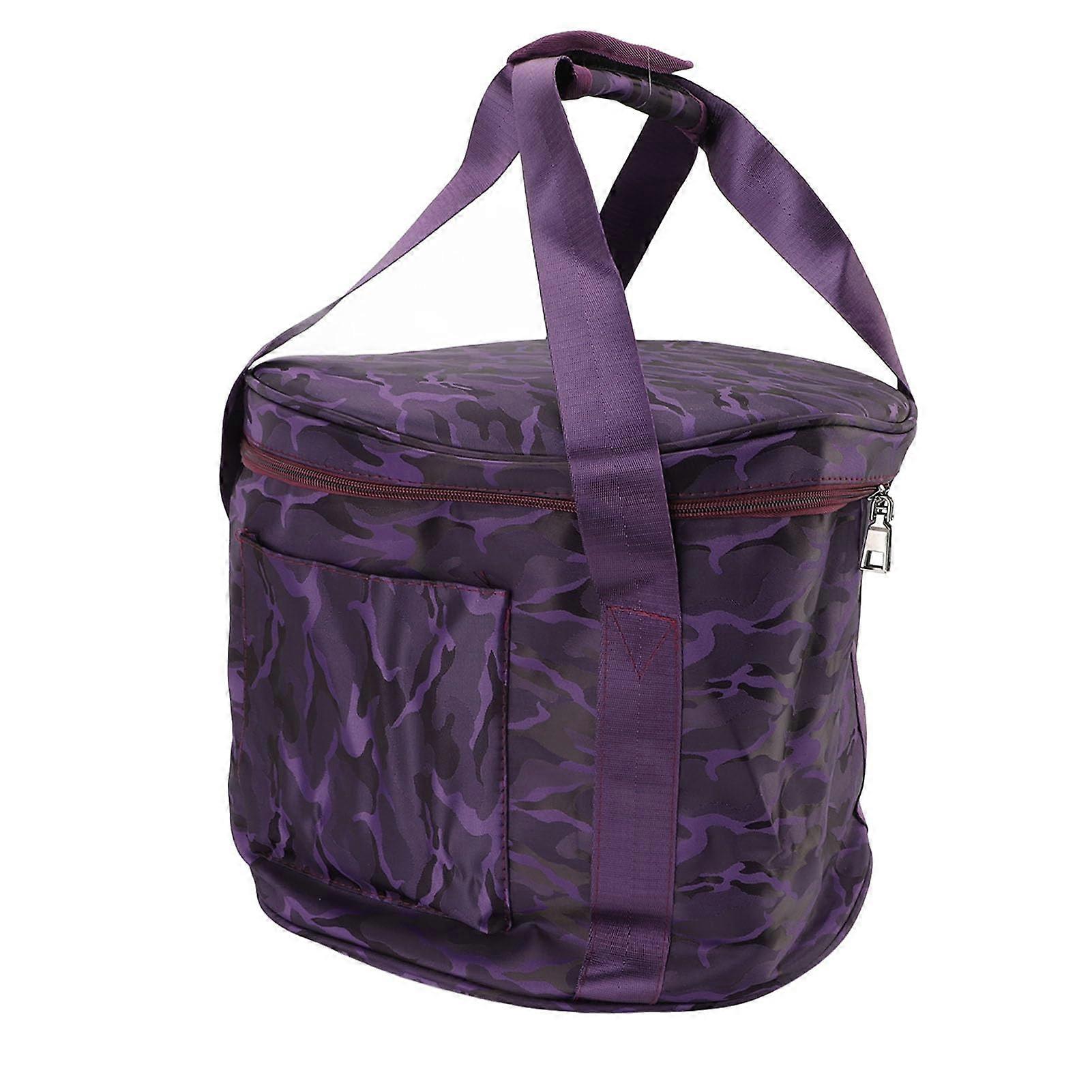 14inch music bowl storage bag, portable crystal bowl storage bag with double layers, purple, camouflage crystal bowl with 1 outer pocket