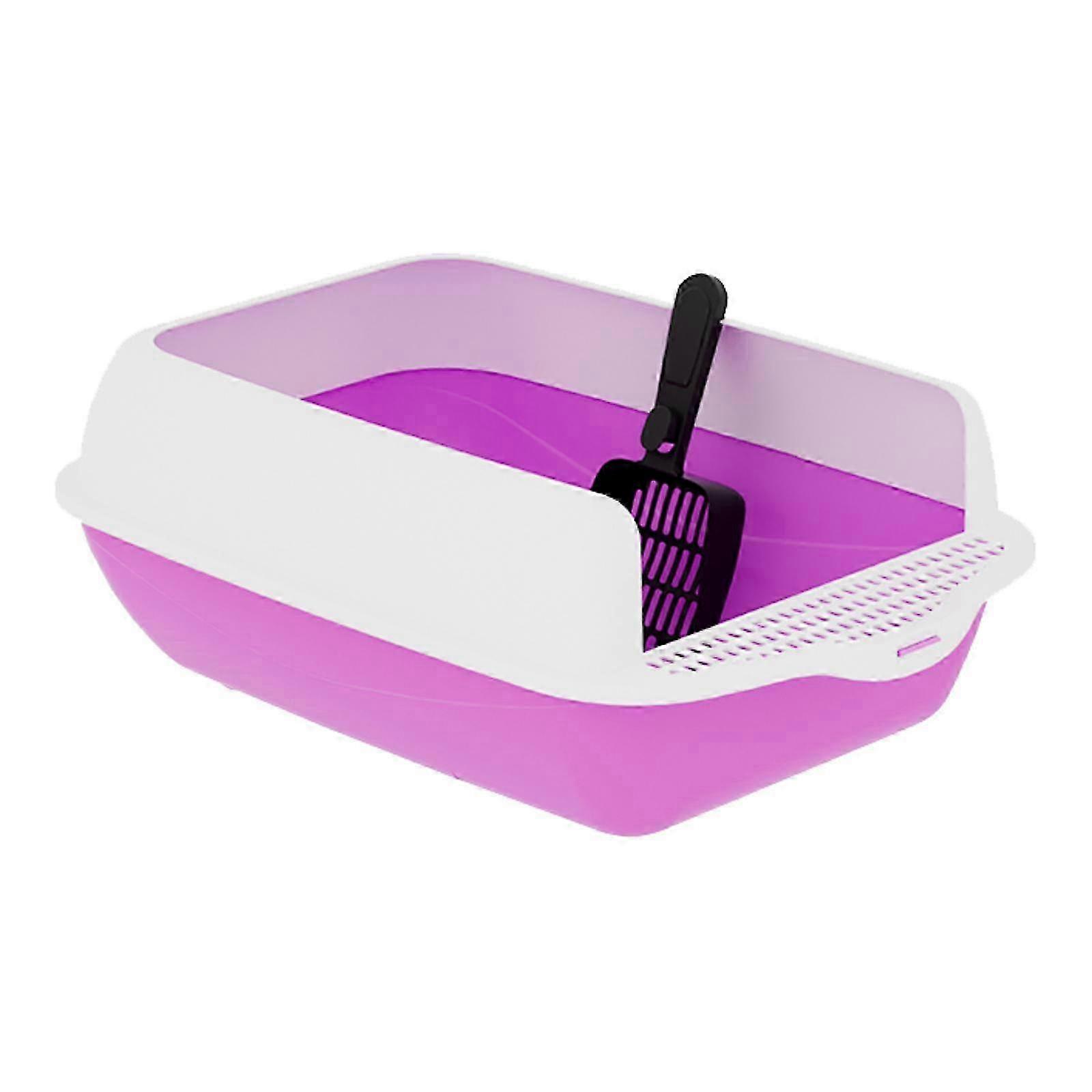 High-Sided Semi-Closed Cat Litter Box with Anti-Splash Design, Open Top Litter Tray for Kittens Indoor & Travel Use