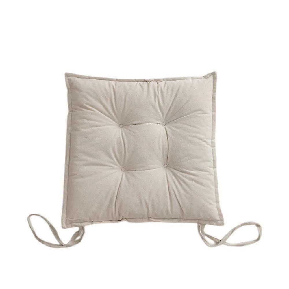 2 Pack Chair Pads with Ties, Square Chair Pads Seat Cushion, Thick Tufted Seat Cushion-White 2pcs