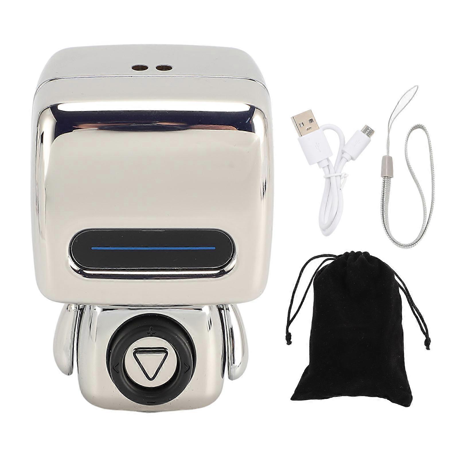 Silver Robot Bluetooth Speaker with Subwoofer, Wireless Photo & Call, Portable Design