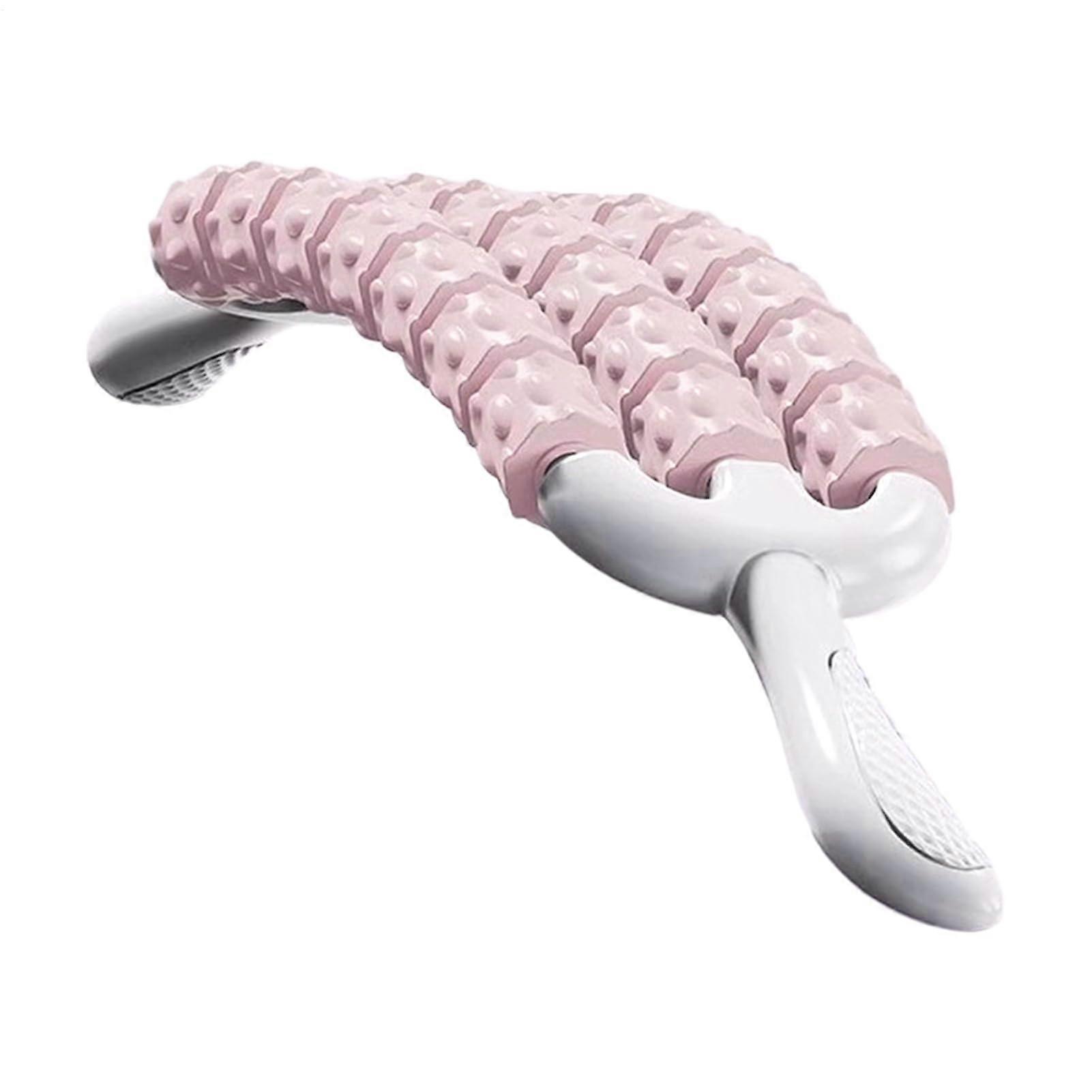 Massage Roller Stick for Legs 3Row Flexible Deep Tissue Relaxation, Pink