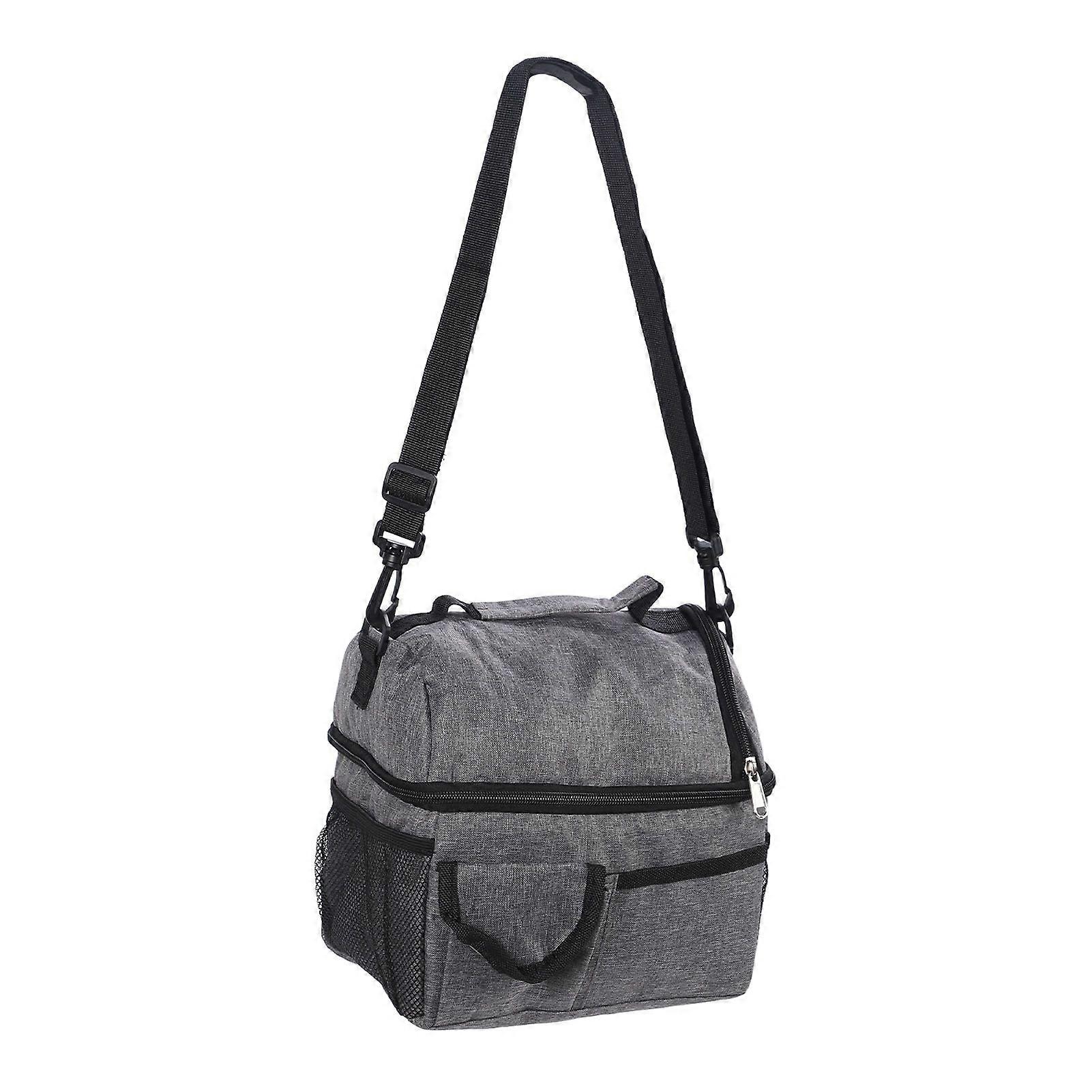 Lunch Bag 2 Deck Large Capacity Waterproof Leakage Proof Pockets Versatile Insulated Lunch Box for Picnic Camping YMHC