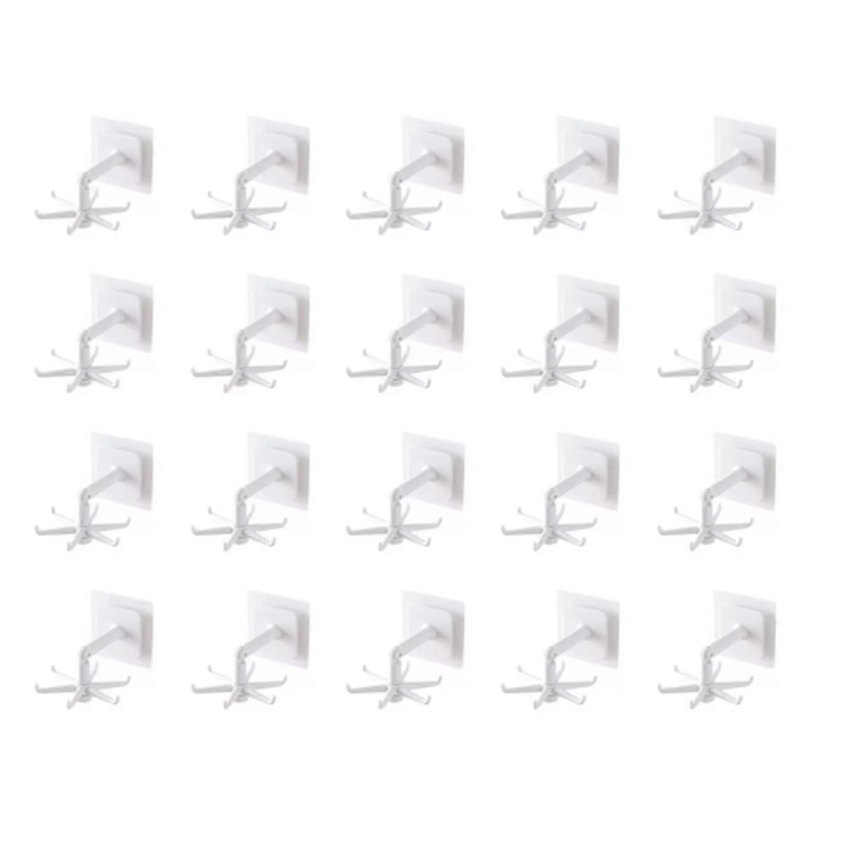 20pc 360 Degree Rotatable Pp Punch Free Six Claw Hook Kitchen Spatula Spoon Storage Wall Mounted Hanger