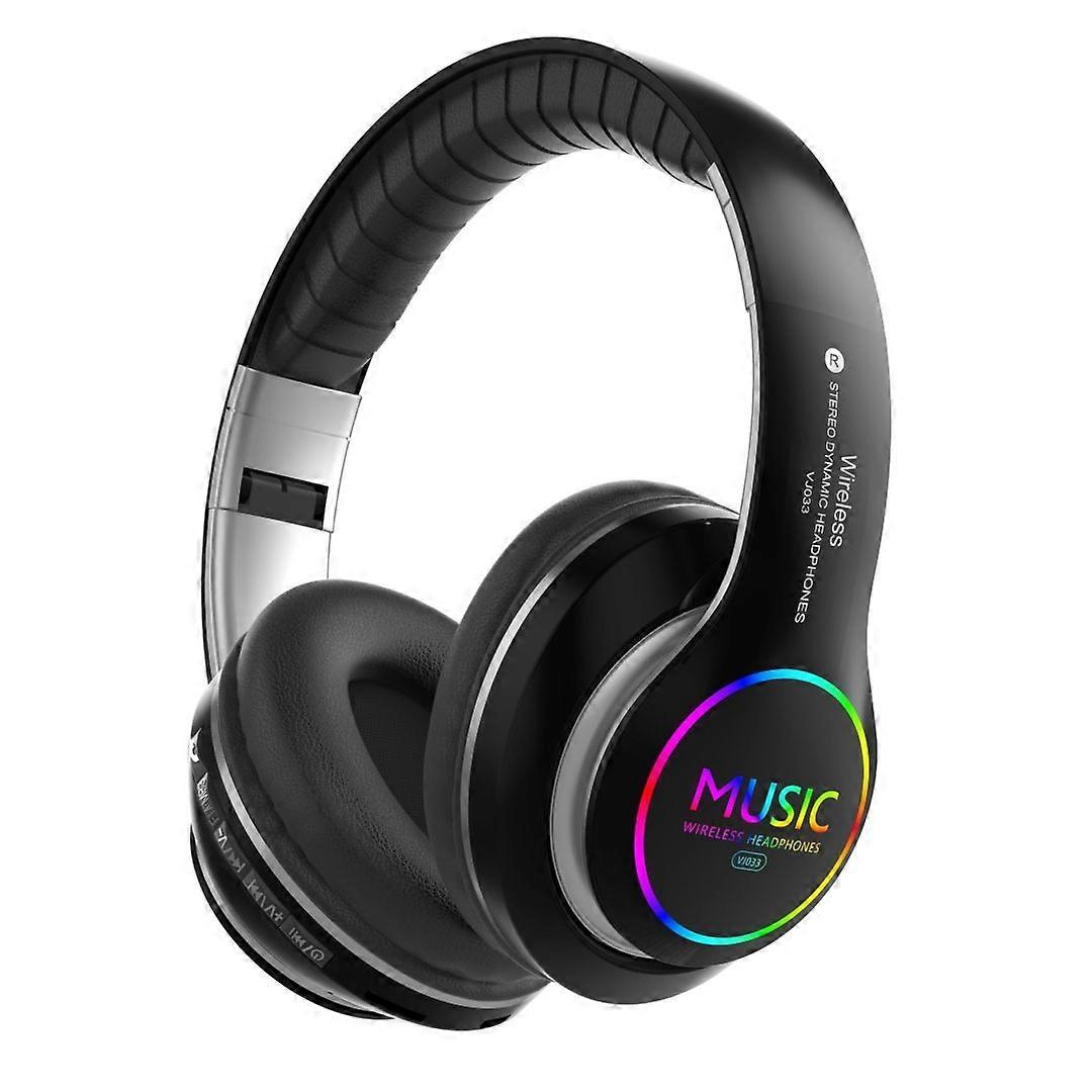 Wireless Bluetooth 5.0 Headphones with RGB Lights, HiFi Sound & 10H Playtime - Foldable Over-Ear Sports Headset