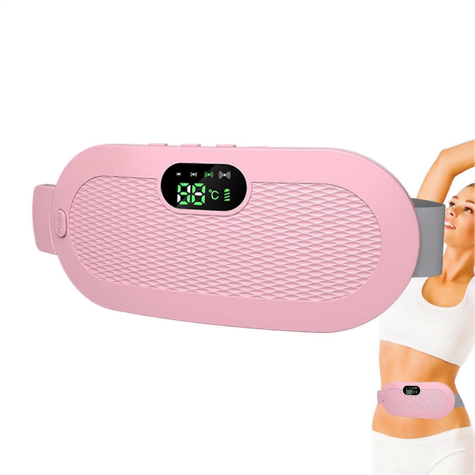 Menstrual Heating Pad Travel Cordless Waist Warmer Digital Display Heated Belt with 5 Heat Levels and 4 Vibration Massage Modes for Business Trips