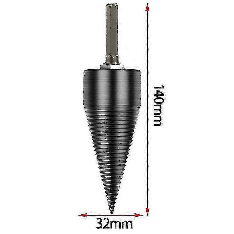 (32mm-Hex Shank) High Speed Firewood Drill Bit Wood Splitter Screw Splitting Cone Driver Tools
