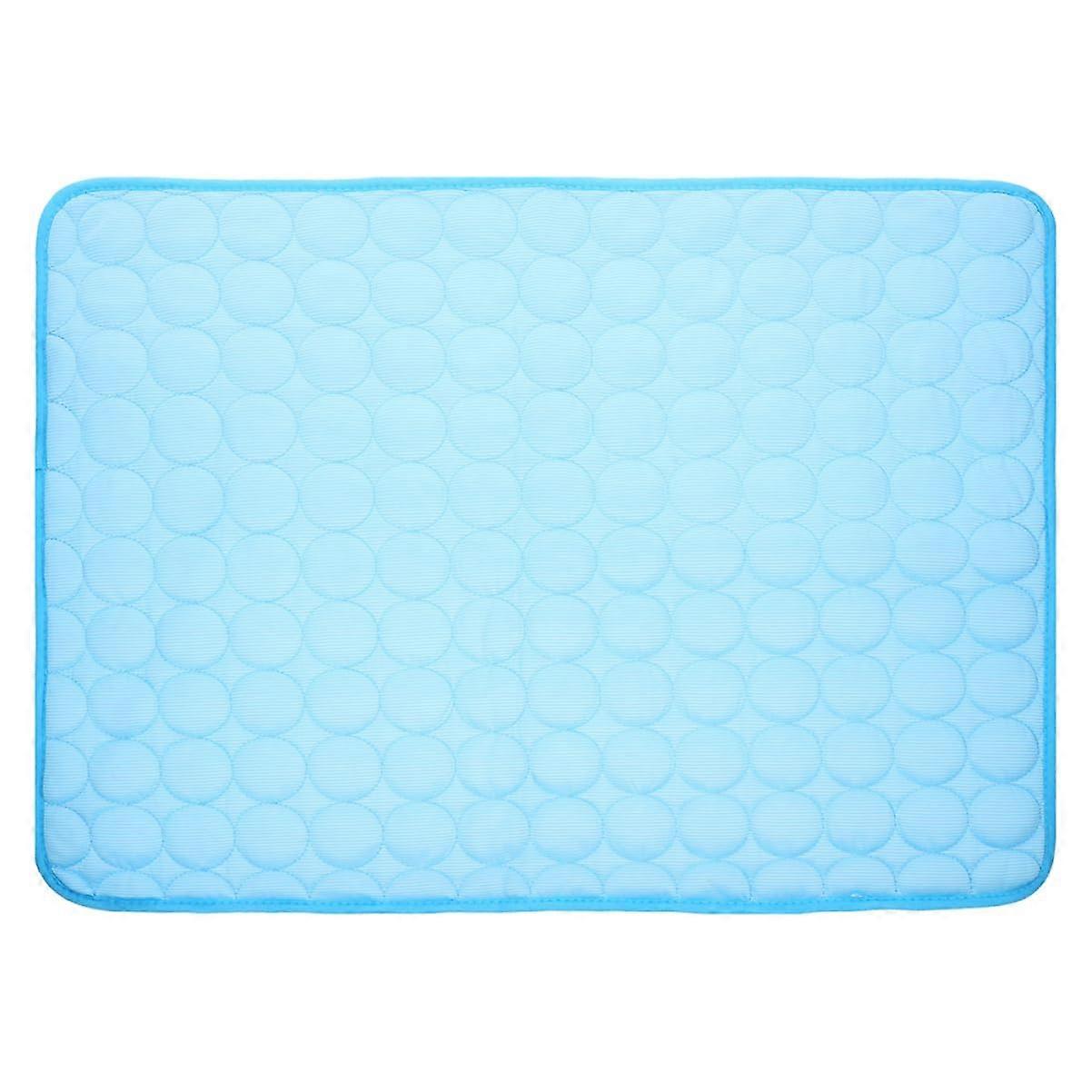 Selfcooling pet mat for dogs and cats, nontoxic, easy to clean, suitable for travel and outdoor activities, versatile, blue.