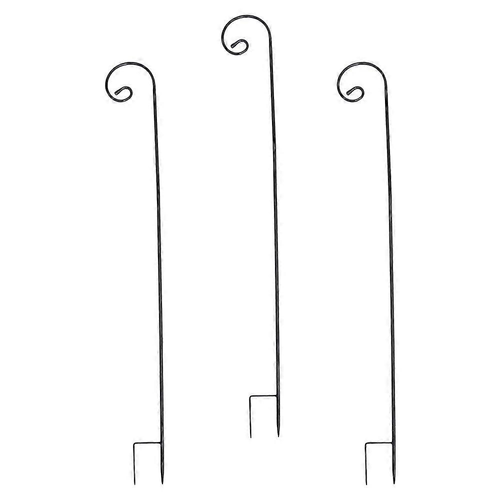3pcs Outdoor Iron Shepherd Hooks for Lanterns, Planters & Bird Feeders – Rust Resistant Garden Hangers with Curved & Straight Legs for Patio &