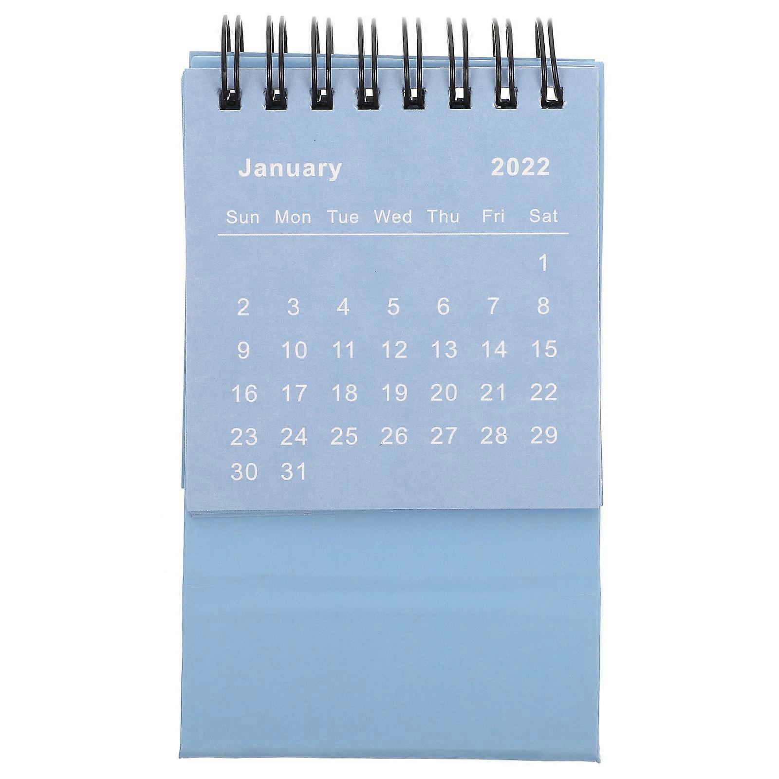 Planner Desk Calendar Office Style Time Checking Memo Writing Plan Recording Rectangular 9.8x7.6cm Blue 1Set