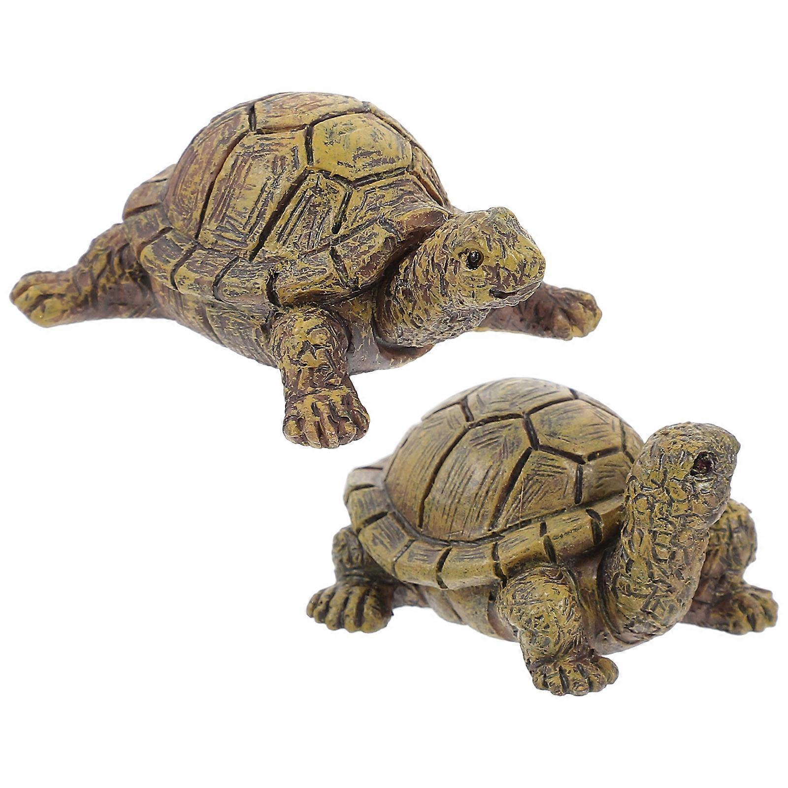 Dark Brown Resin Turtle Crafts for Decoration 2pcs Small Size Perfect for Miniature Gardens and DIY