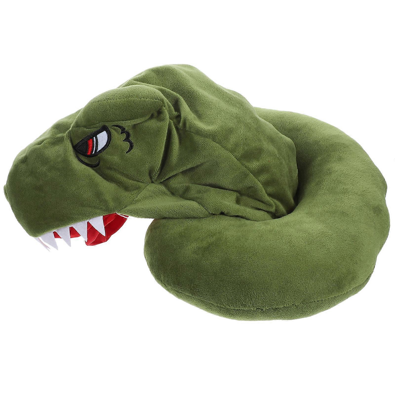 Green Hooded Neck Pillow for Travel and Sleeping with Plush Material and Attached Hood 17 x 10 inches