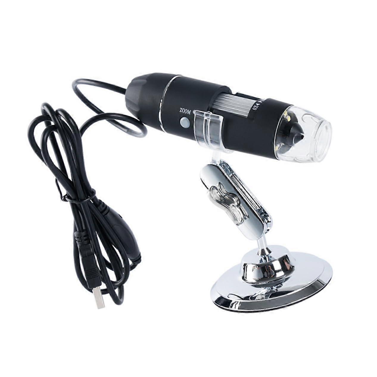 Tragbares USB Digitalmikroskop LED Magnification Lamp Metal Stand PC & Smartphone Compatible Black