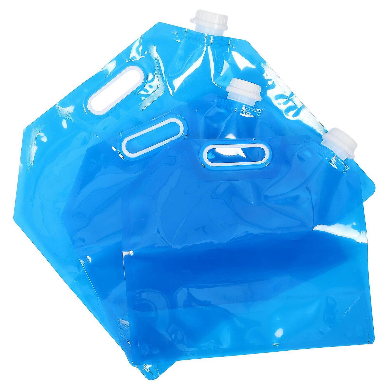 Sky-blue Foldable Water Storage Bag with Handle for Camping Picnic 10L 5L