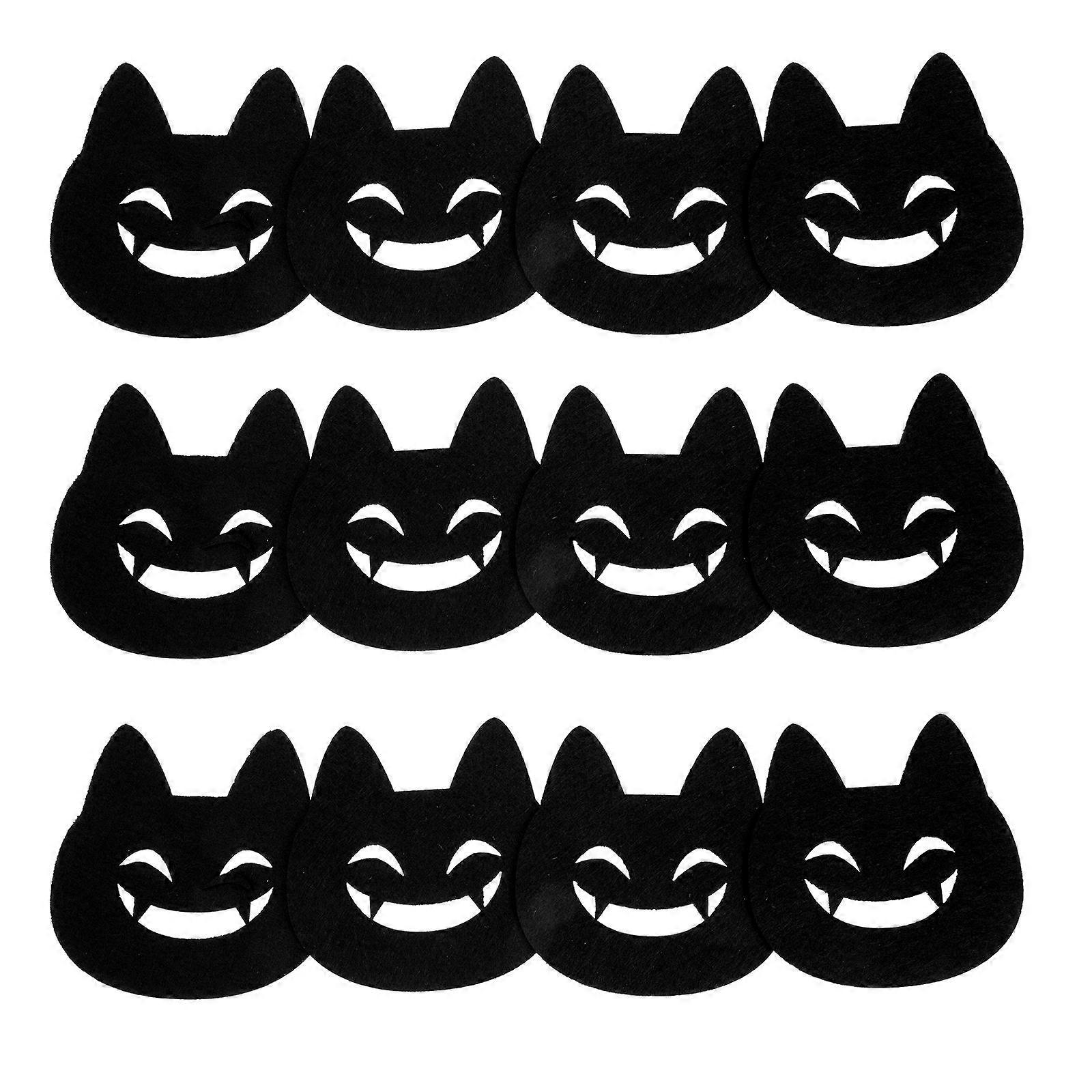 Halloween Cat Coasters Non-Woven Fabric Cup Holder Coasters 12Pcs