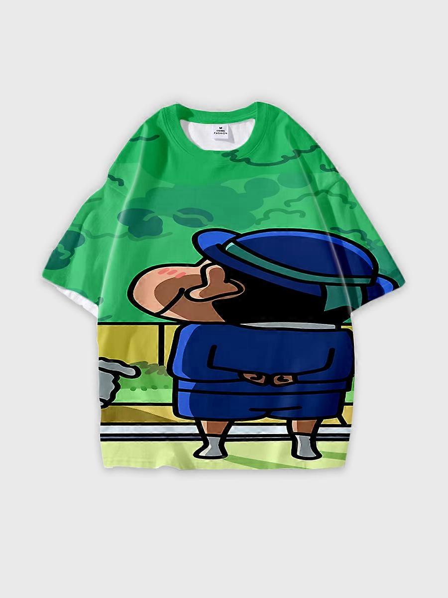 T-shirt girocollo Cartoon Pattern manica corta sciolta B1846