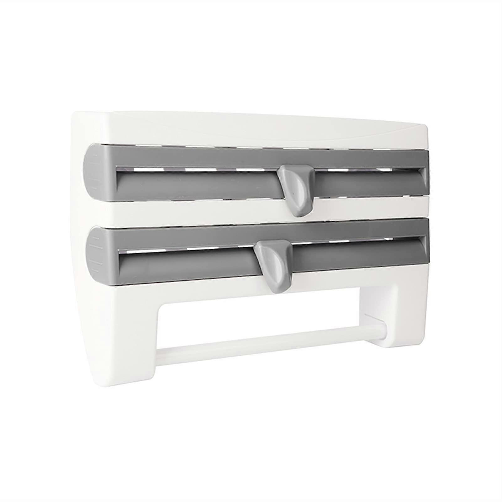 Kitchen Roll Holder Wall Mounted - Multi-Purpose Paper Towel, Plastic Wrap, Tin Foil Storage Organizer, Durable Design