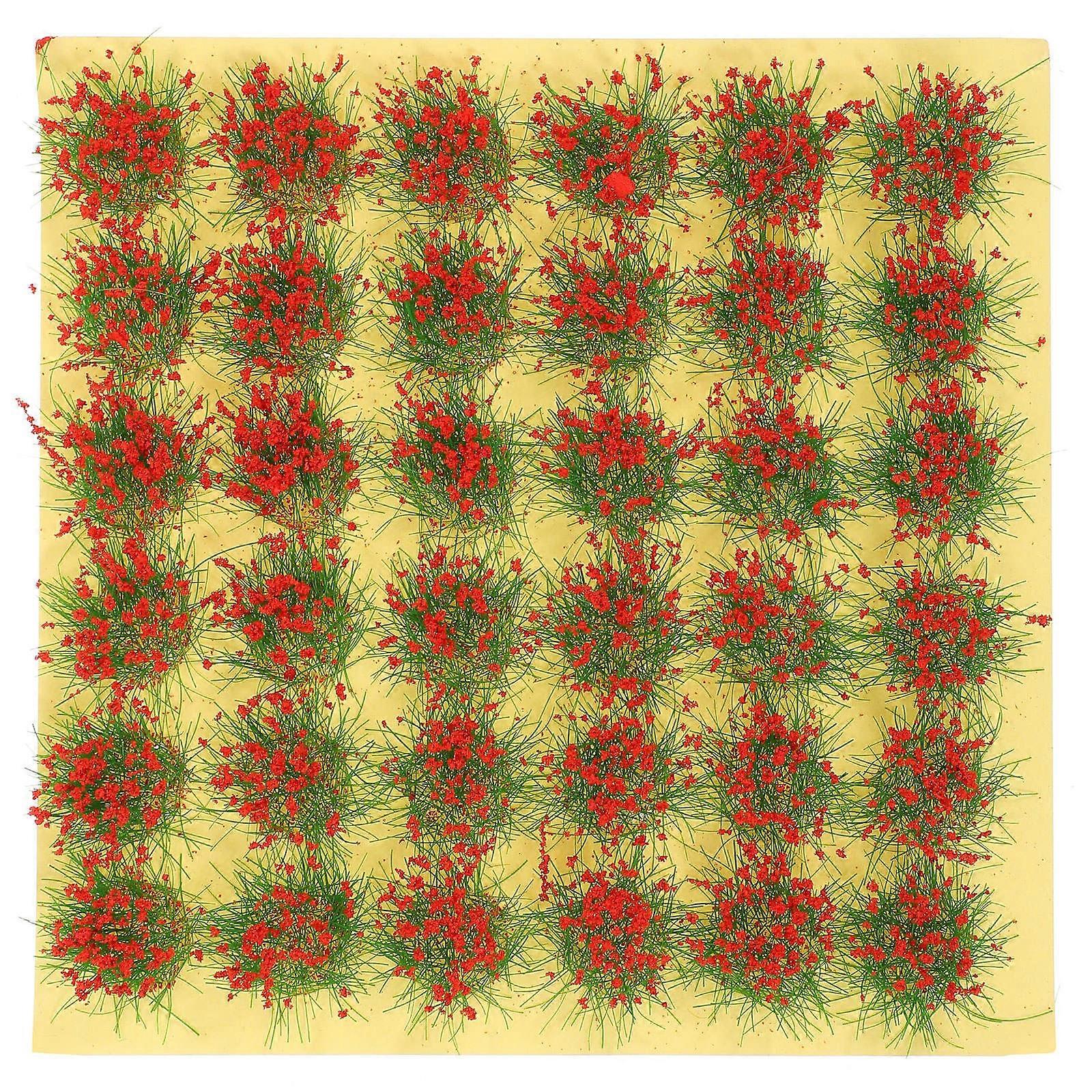 Simulation Grass Miniature Static Grass Modeling Supplies For Diorama Bright Red 10x10x0.8cm 36Pcs