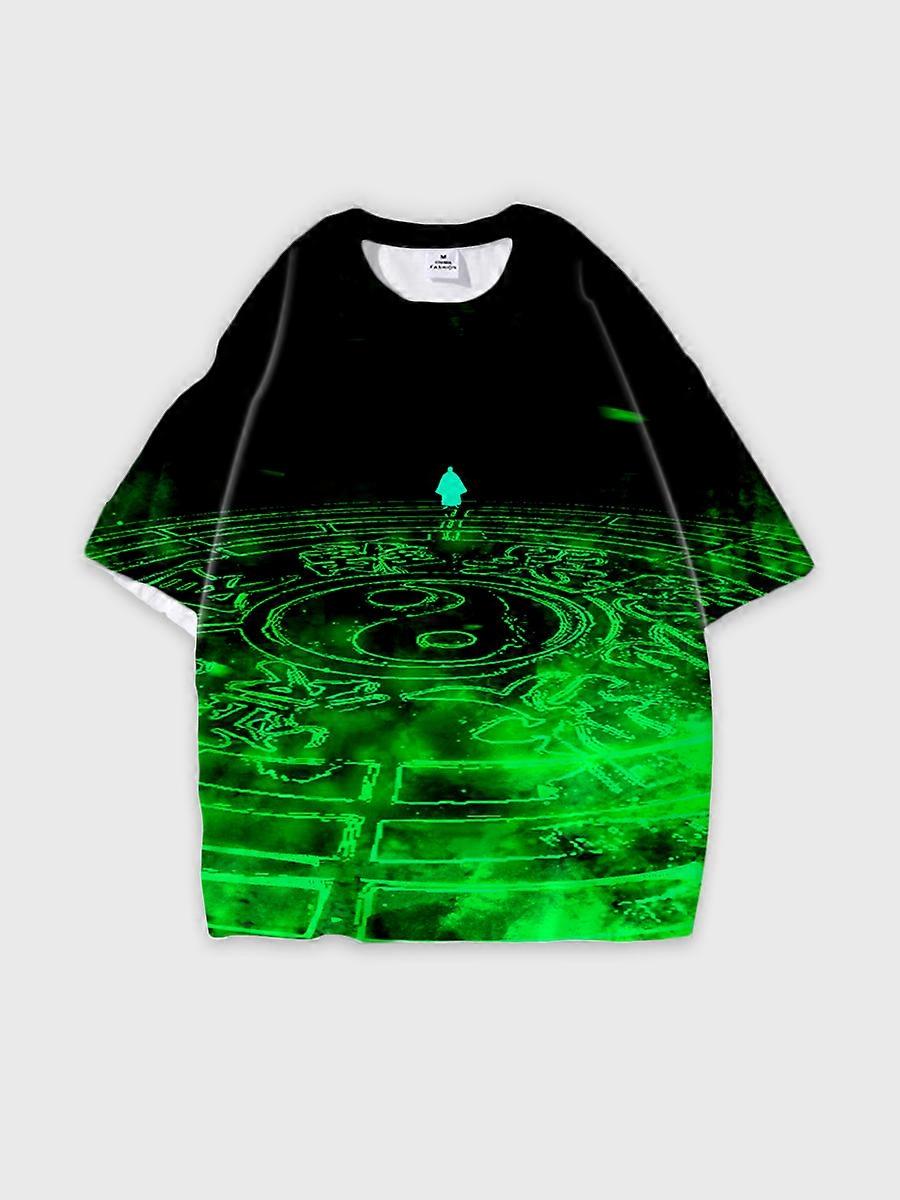 T-shirt round neck Role Pattern loose short sleeve E3139