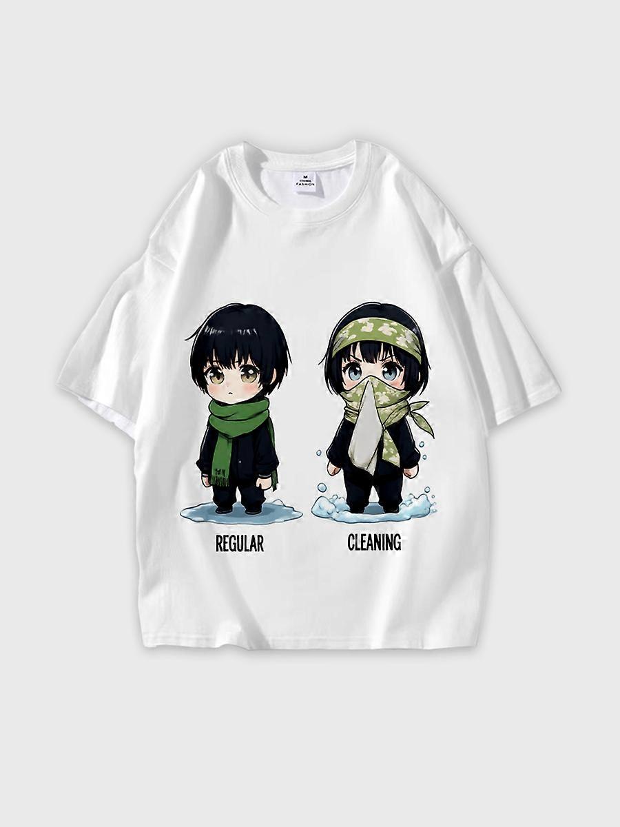T-shirt round neck book Characters Pattern loose short sleeve P2371