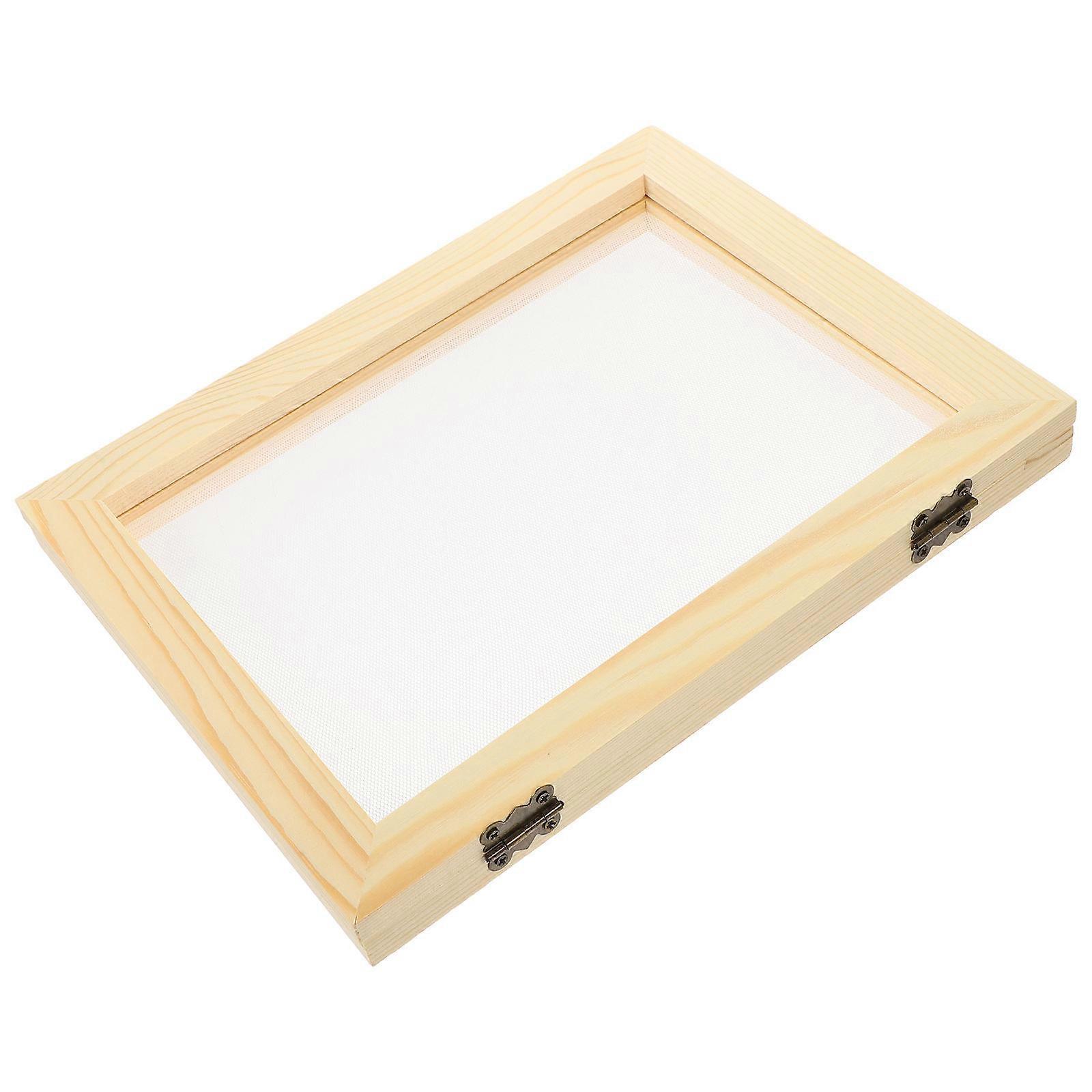 DIY Paper Making Frame with Plastic and Copper Mesh for Kids Craft Activities Light Brown