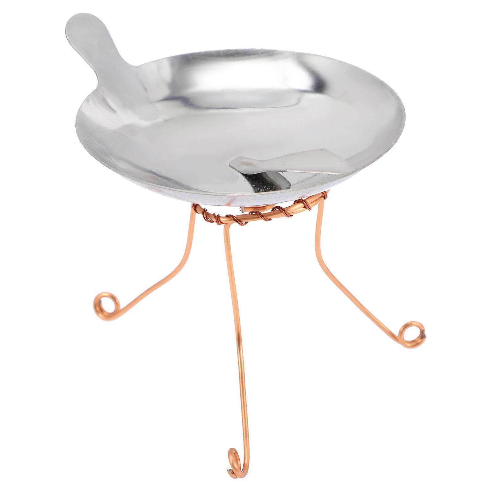 Ghee Lamp Holder with Wick Centering Tool and Oil Lamp Saucer – Compact Wick Holder for Oil Lanterns – Elegant Vintage Style Home and Buddhist Hall