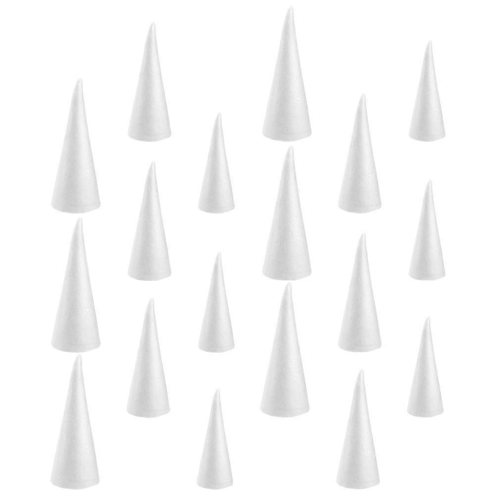 Craft Foams Cones For DIY Projects 20X8X8CM White Decorative Art Cones 18Pcs