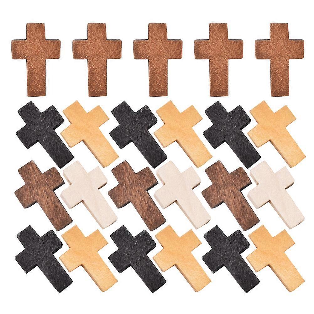 Small Wooden Cross Decorative Crafts – Rustic Handmade Crosses for Home, Garden, Office, School & Party – 100pcs Set – Assorted Colors